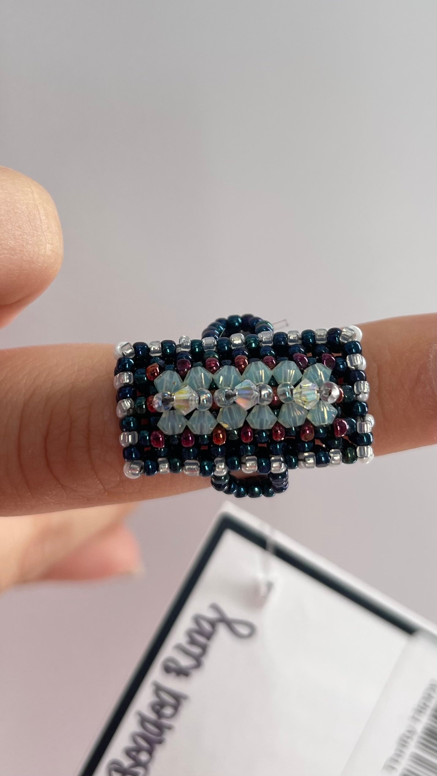 Vintage 70s Fully Beaded Ring