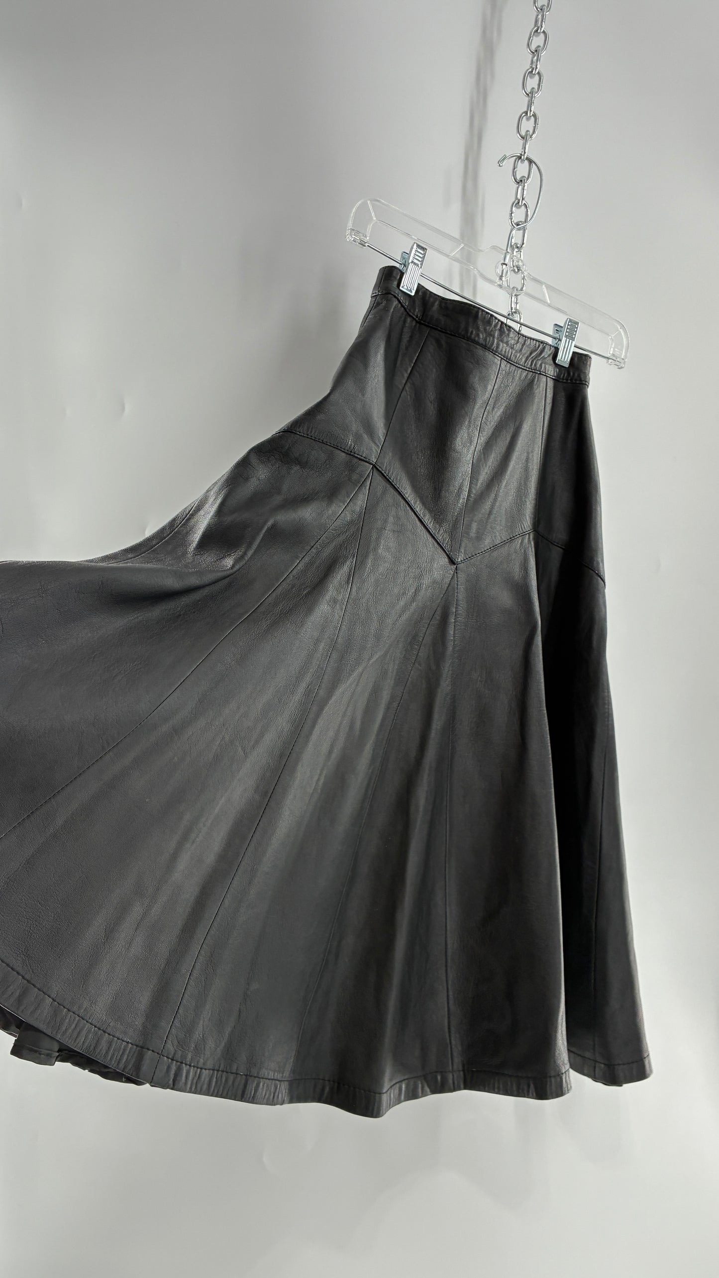 Vintage Fergs Omorro Leather Full Circle Skirt Made in Italy (XS)