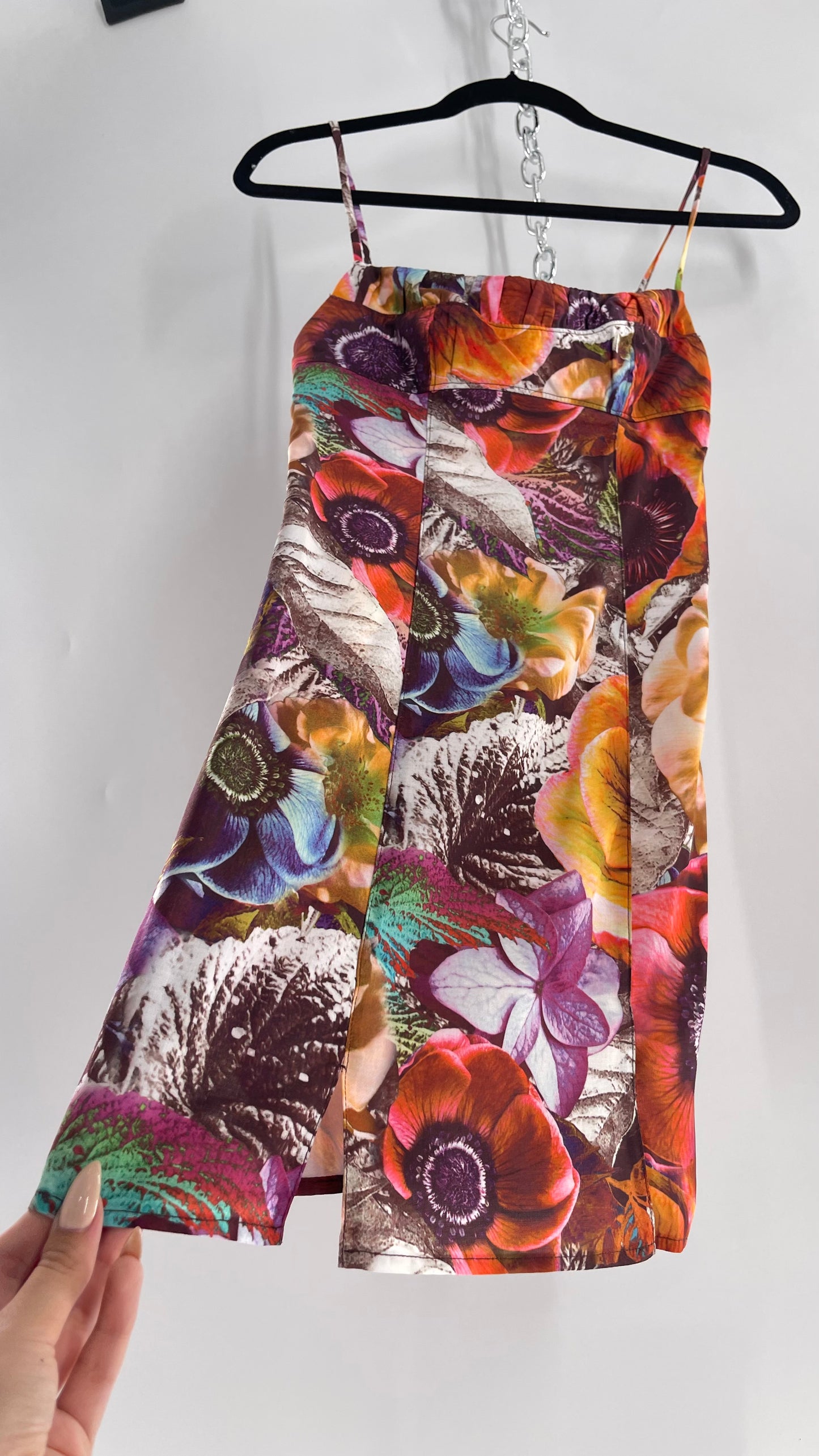 Urban Outfitters Colorful Floral Graphic Psychedelic Mini Dress (XS)