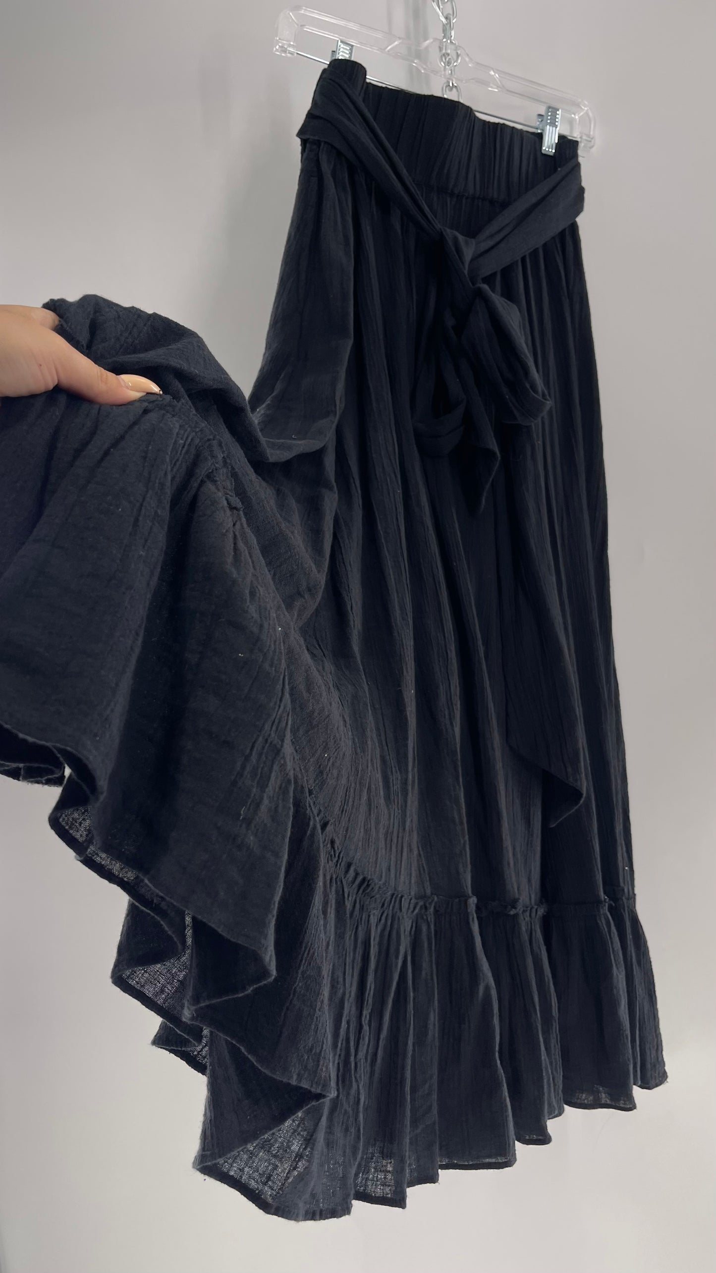 Free People Black Floor Length Skirt (Medium)