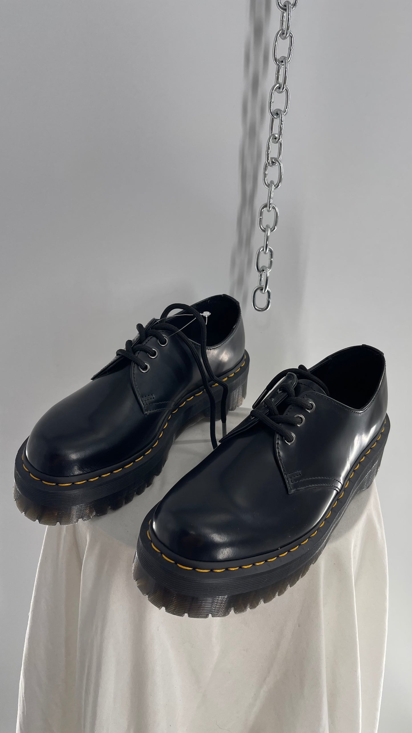 Dr.Martens Black Patent 1461 Quad li Leather Platform Oxfords (8.5L, 7.5M)