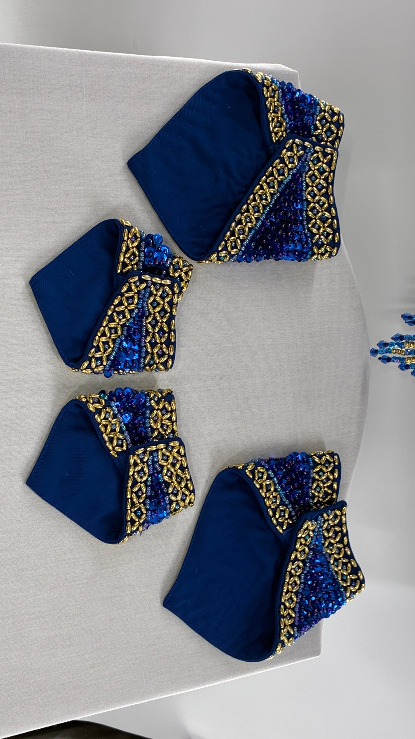 Vintage Royal Blue and Gold Beaded Belly Dancing Set
