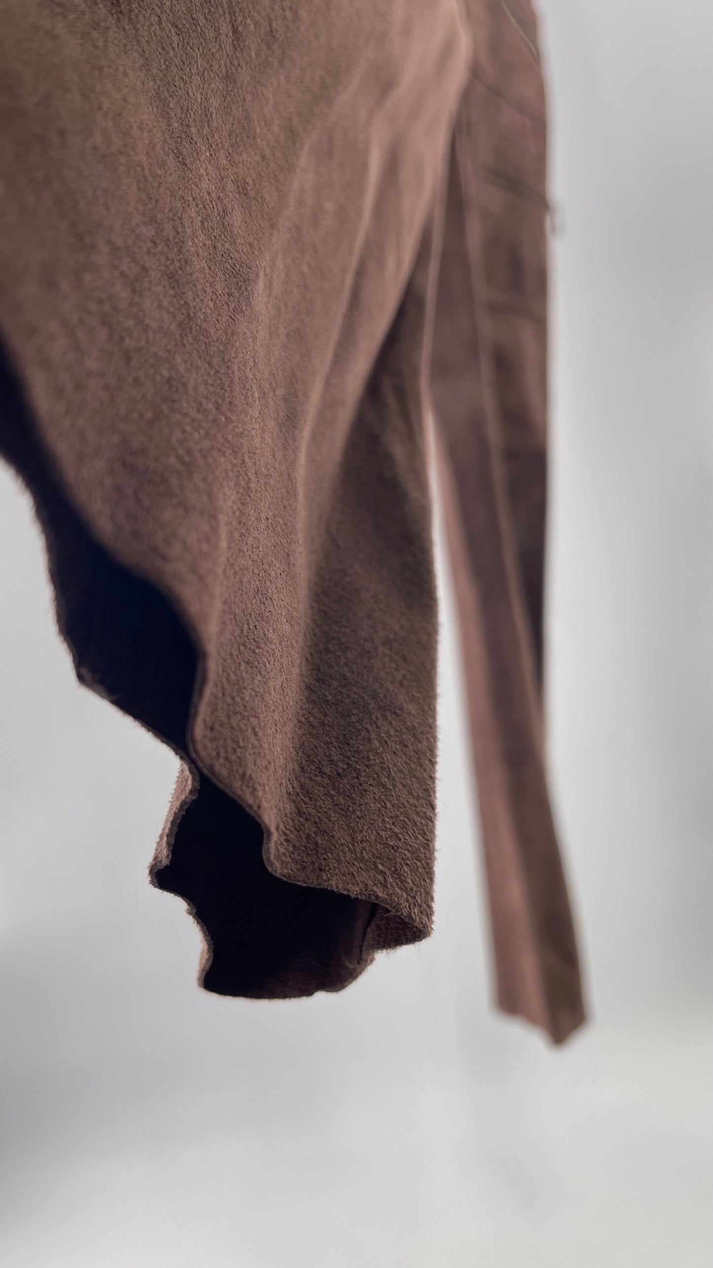 Vintage Context Petit Brown Suede Straight Leg Cargos with Pockets and Bronze Zippers (8P)