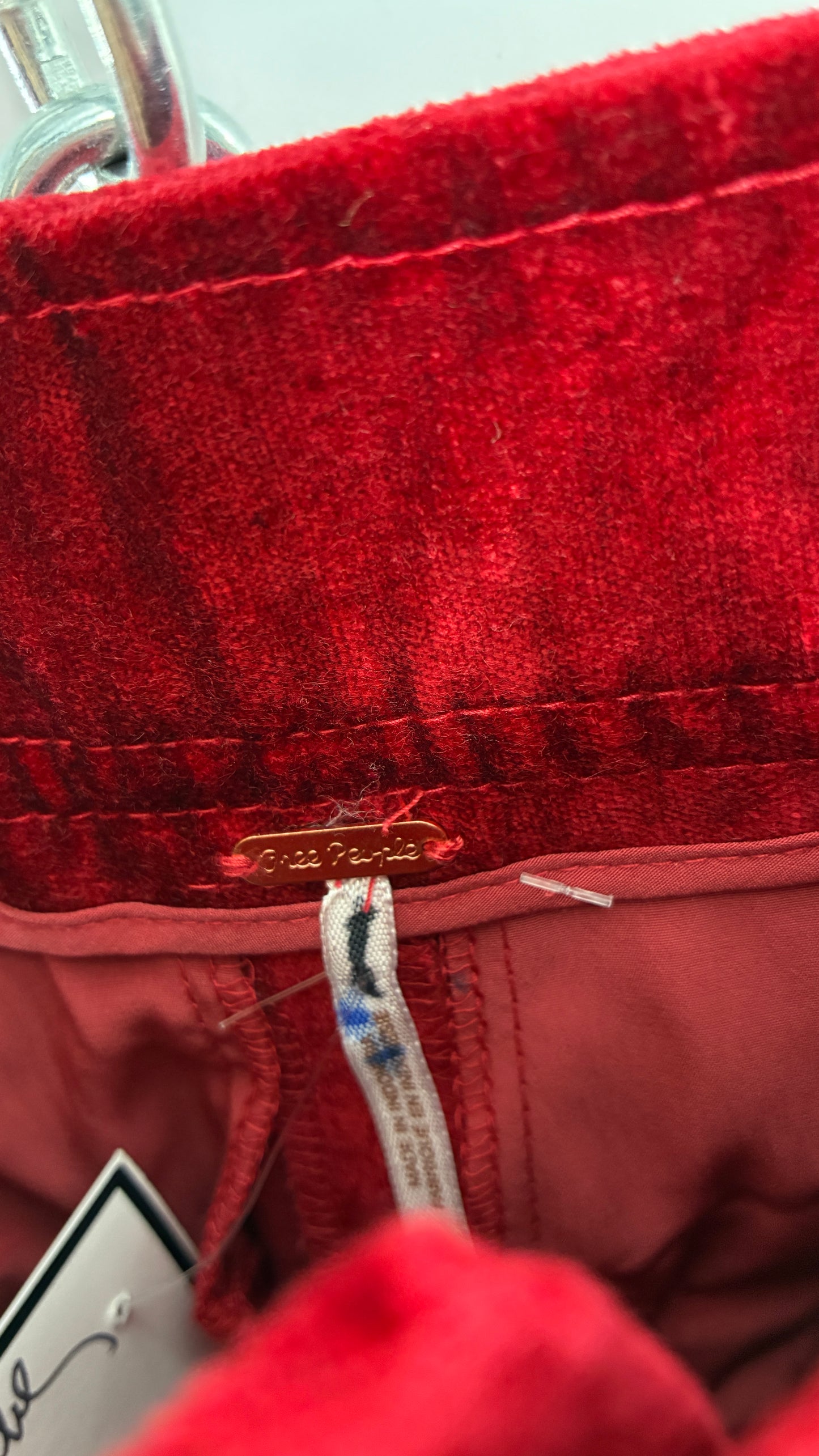 Free People Red Velvet Walk with You Kick Flare Hot Pants (2)