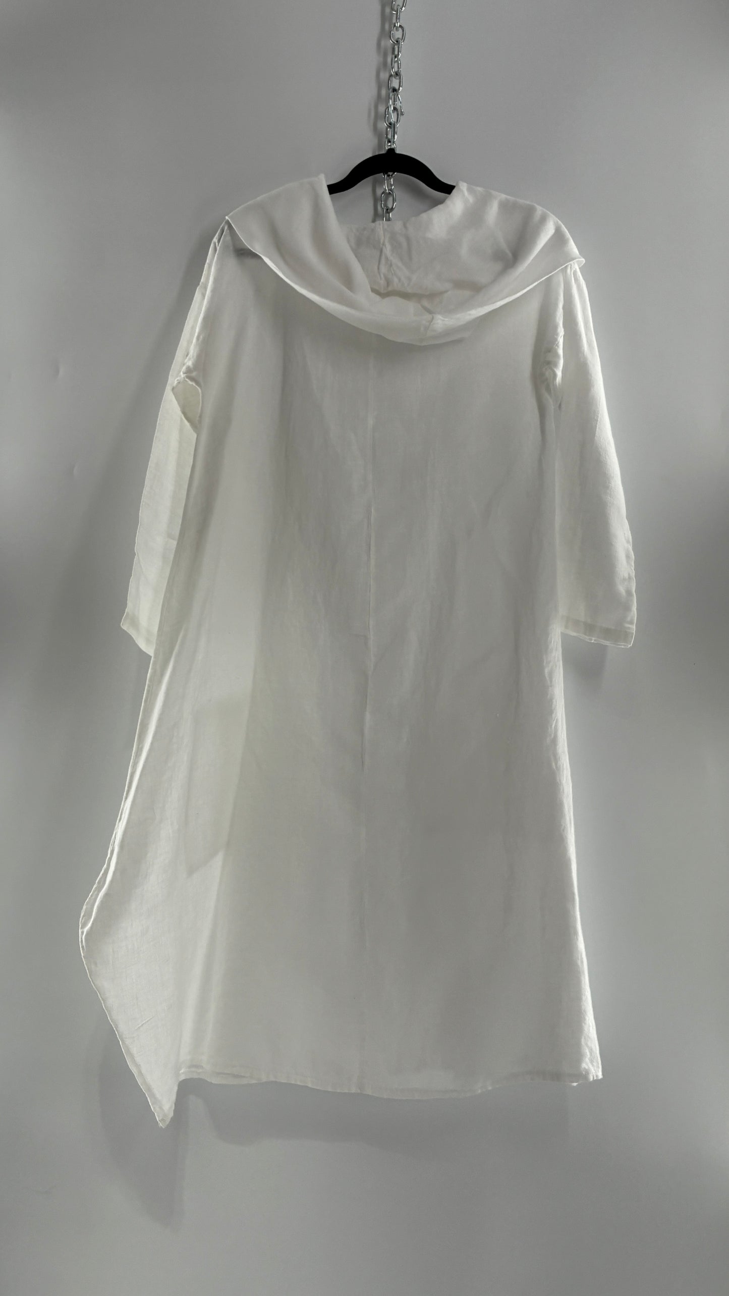 Vintage White 100% Linen Made in Italy Blouse Dress (Large)