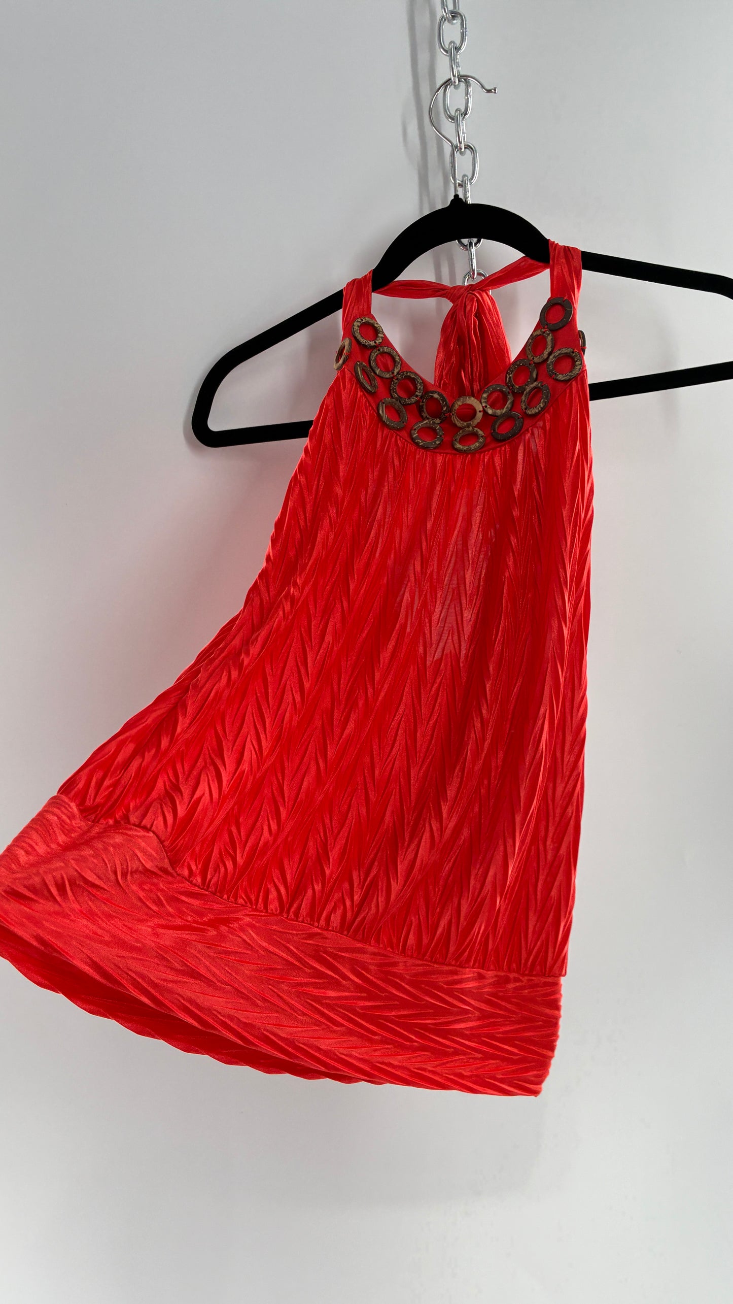 Vintage Bubble Hem Halter with Coconut Details (Small)
