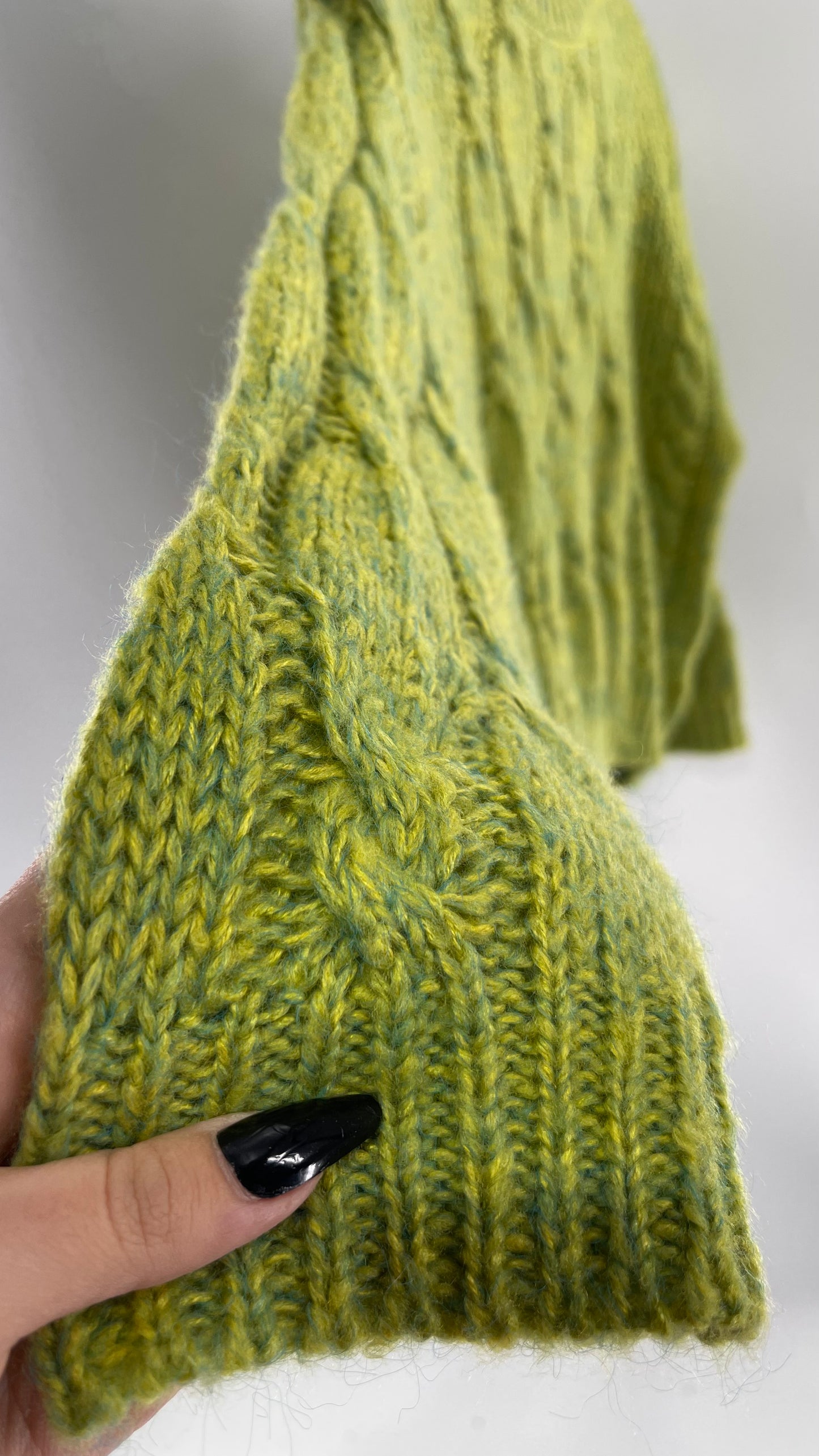 JOA Lime Green/Yellow Cableknit Sweater (S)