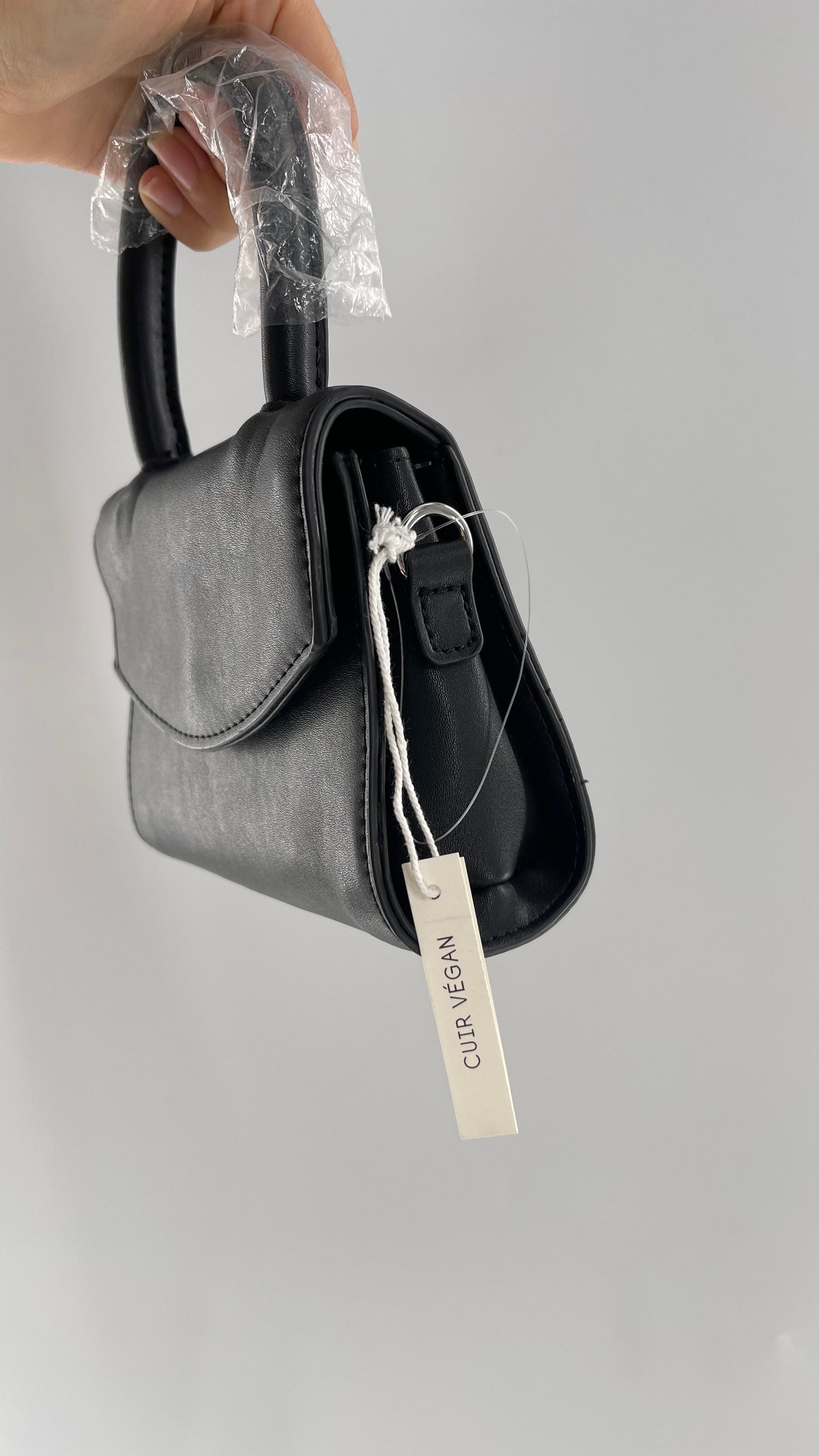 Urban Outfitters Black Vegan Leather Ultra Mini Purse with Detachable Crossbody Strap