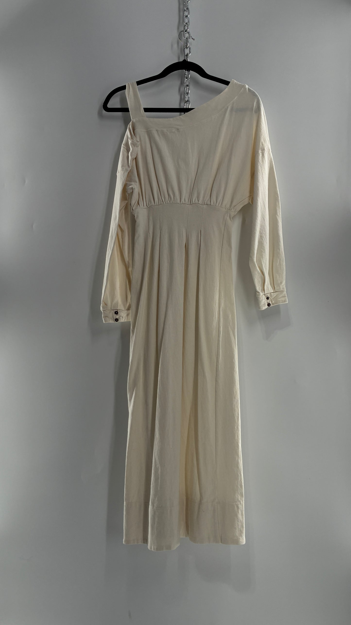 Free People Off White Long Sleeve Maxi Dress with Shoulder Strap (XS)