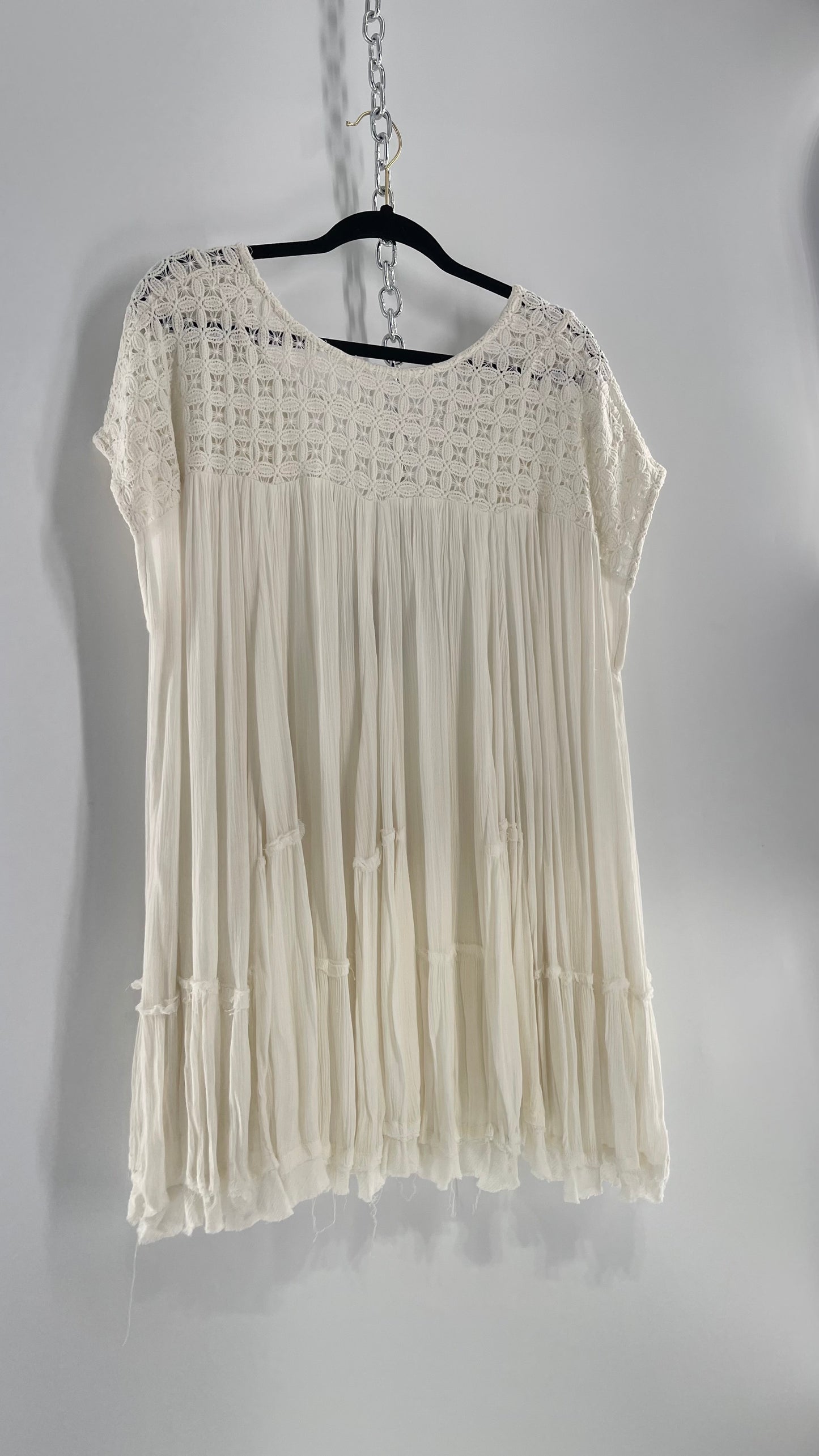 Free People White Cotton Voluminous T Shirt Dress (S)