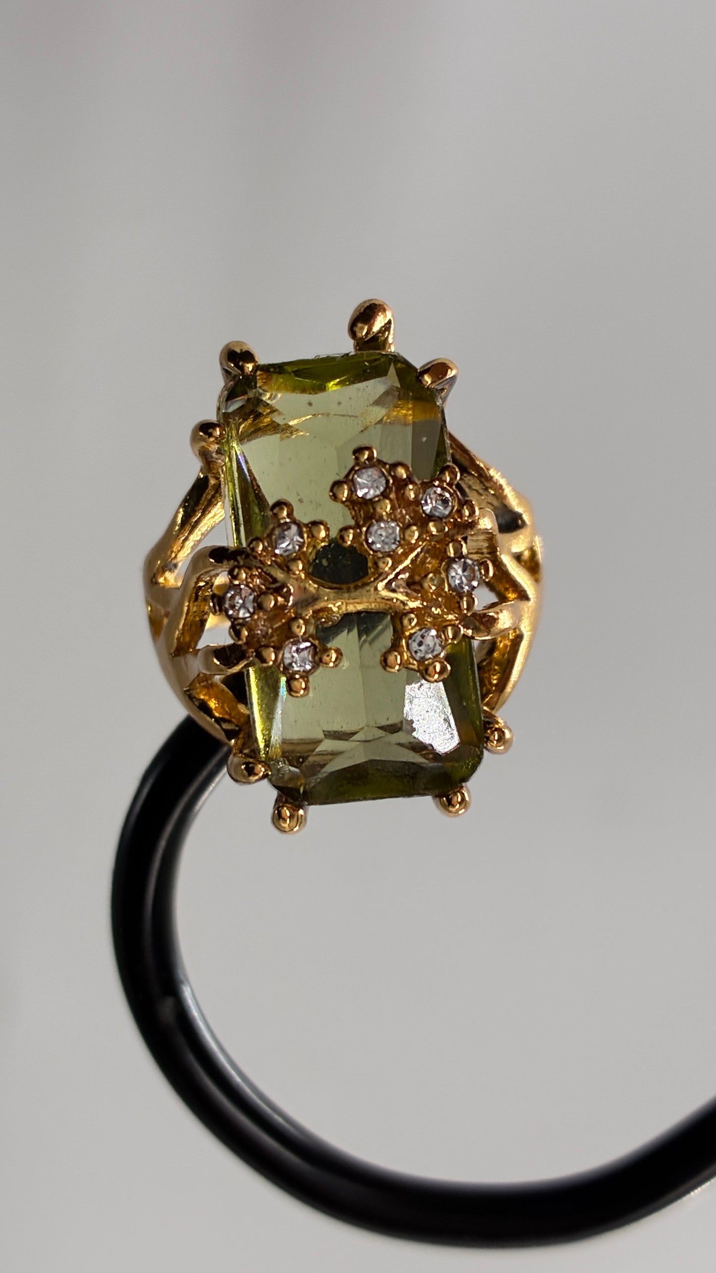 Gold Ring with Green Stone (Size 7)