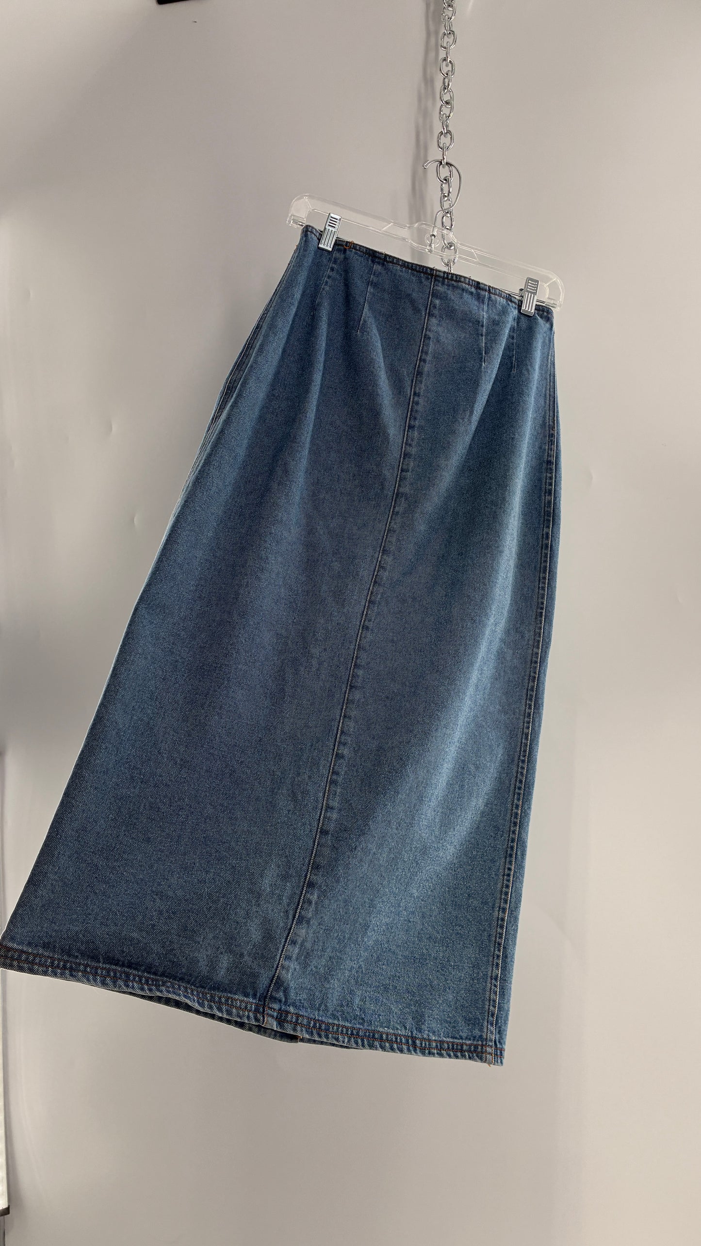 Vintage Old Navy Button Front Denim Jean Skirt (6)