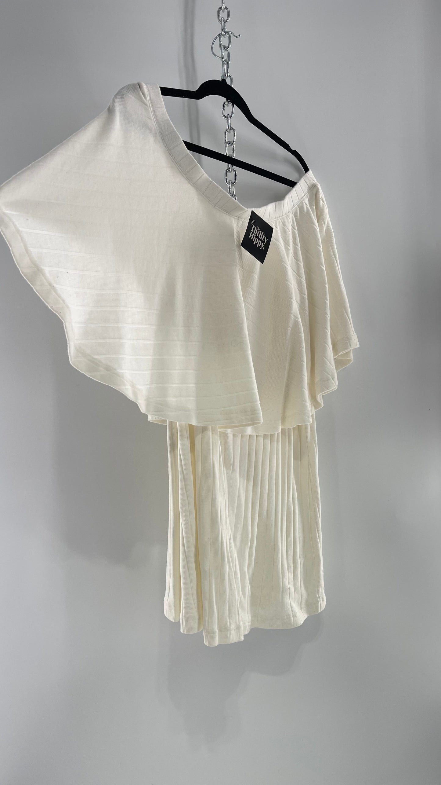 Free People Ribbed Knit Off the Shoulder Dress with Slit Coverup (L)