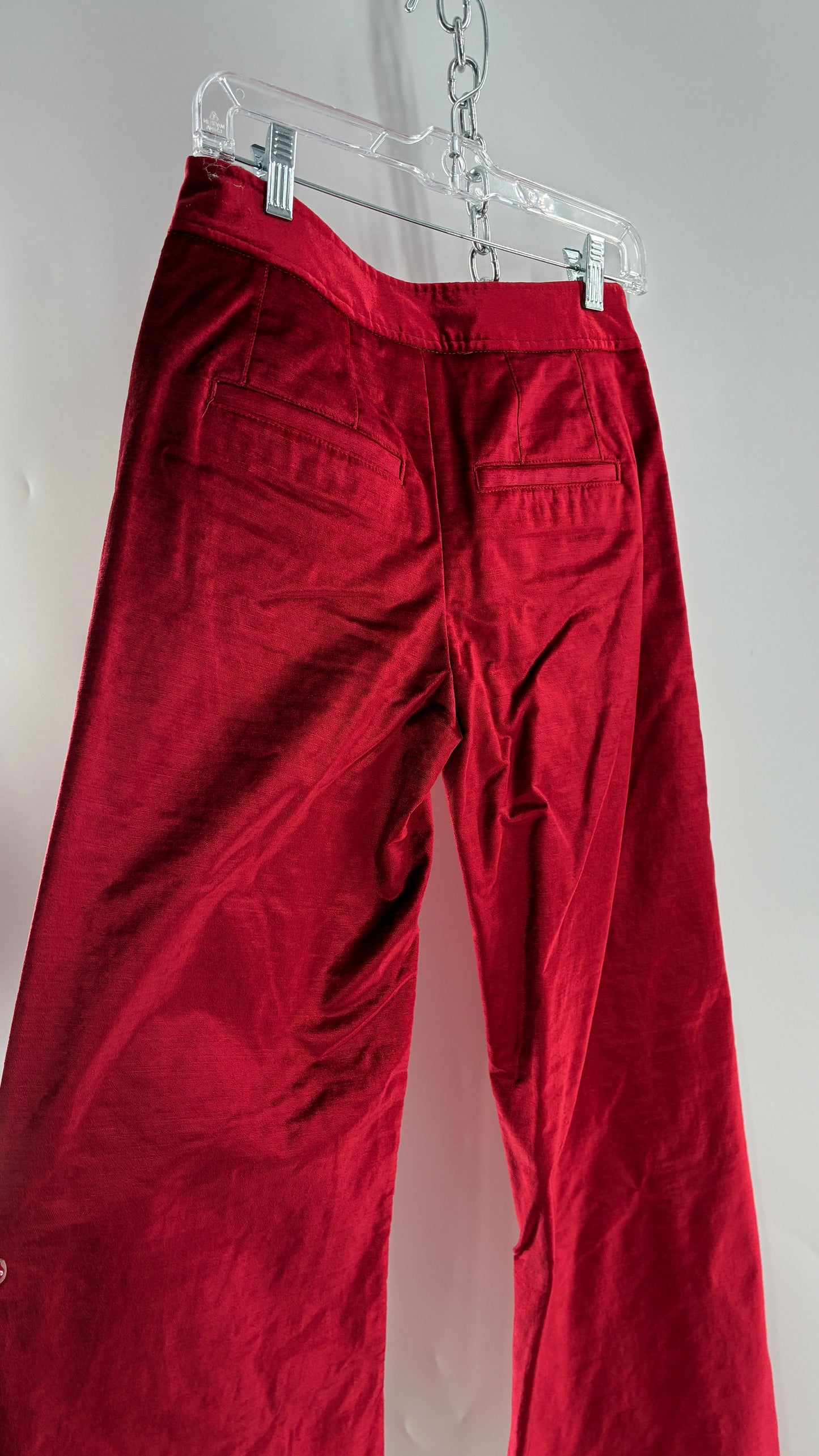 Free People Red Velvet Walk with You Kick Flare Hot Pants (2)