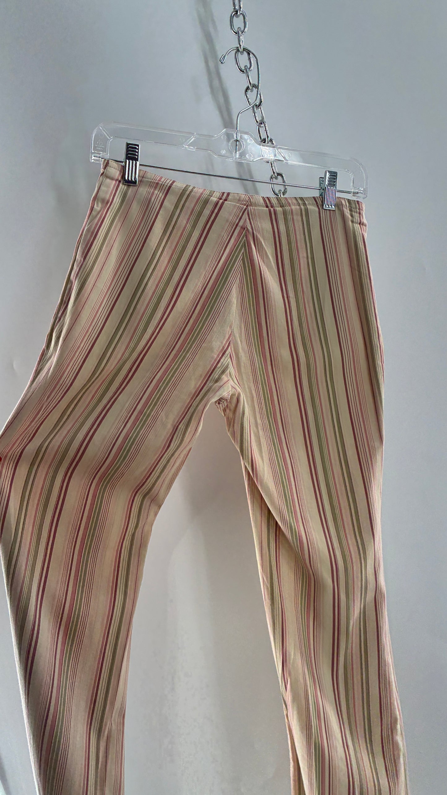 Rare Vintage TARK ‘1 Ultra Low Rise Pink and Green Striped Kick Flares