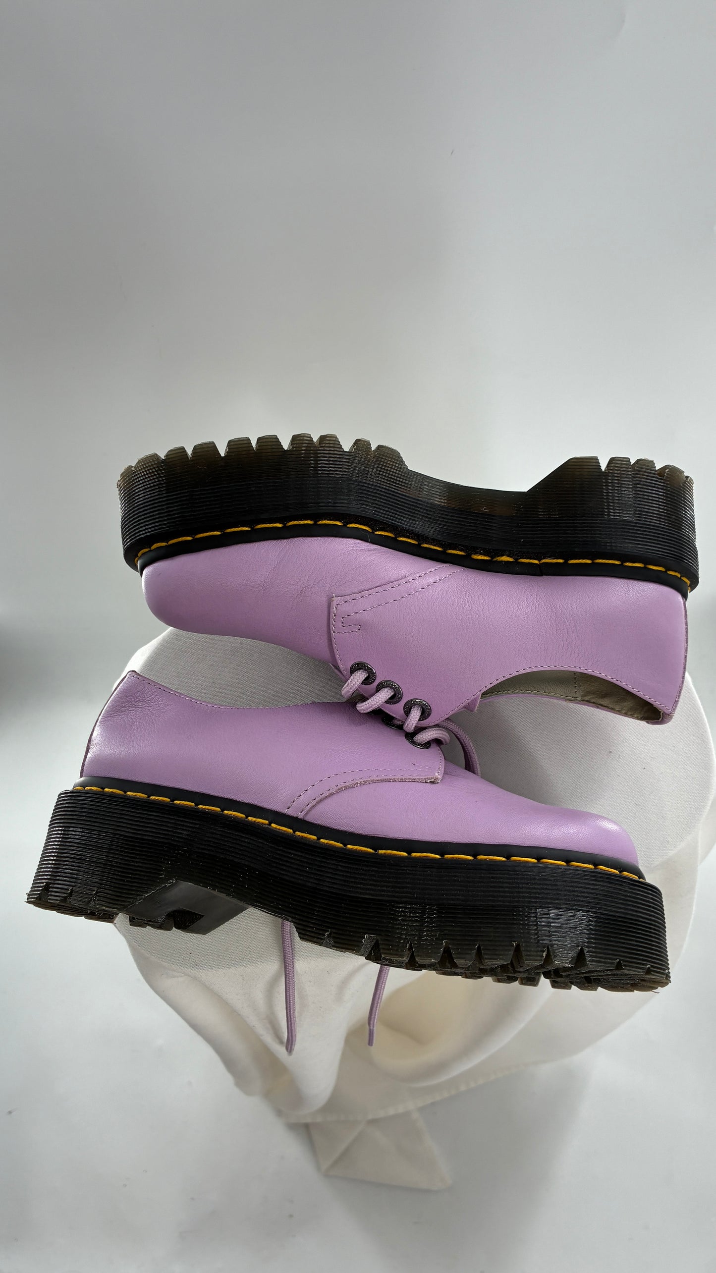 Vintage Dr. Martens 1461 Quad II, Lilac Purple, Pisa Leather Platform Oxfords (6)