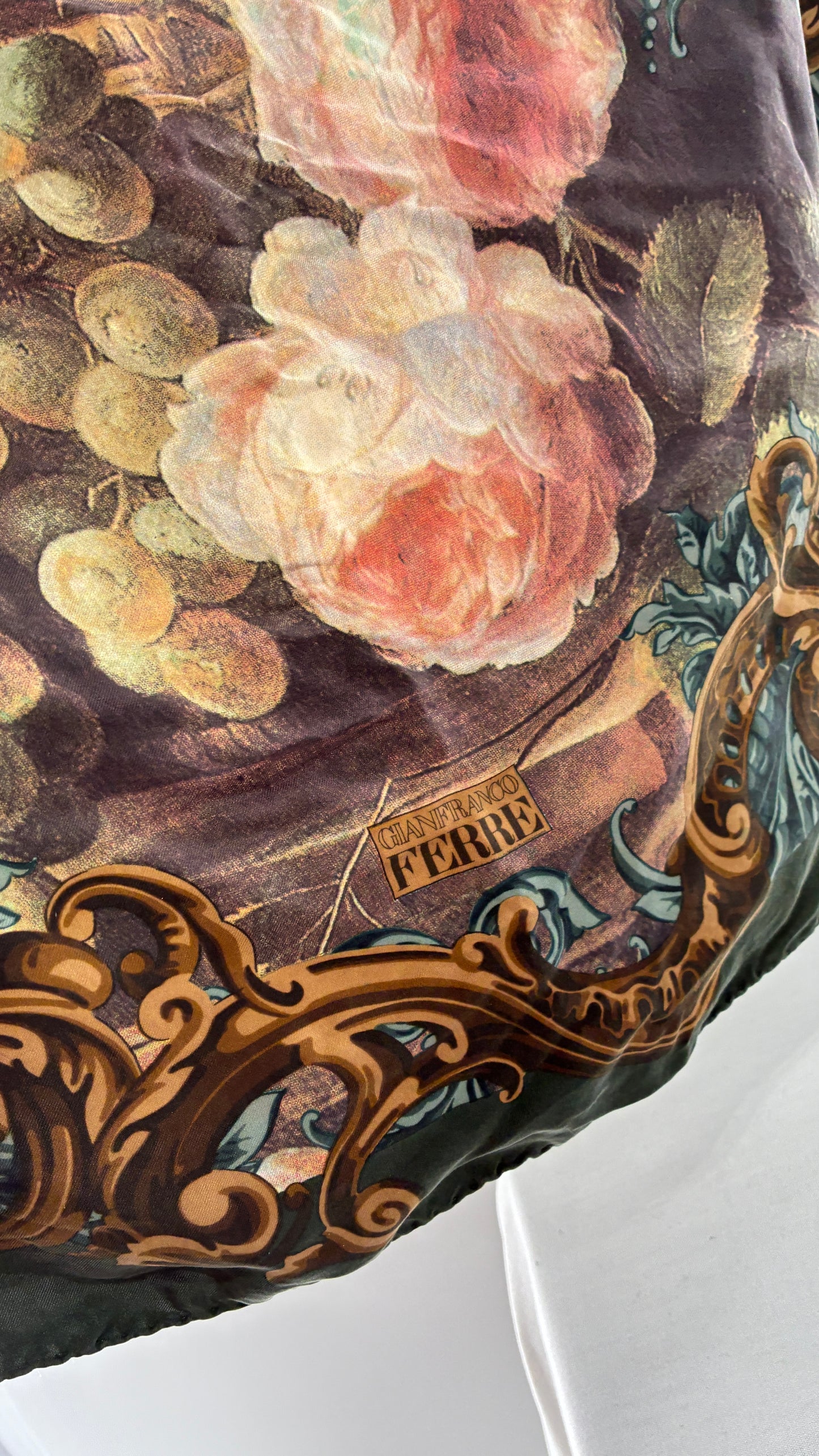 Vintage GIAN FRANCOFERRE Renaissance Style Painting Scarf