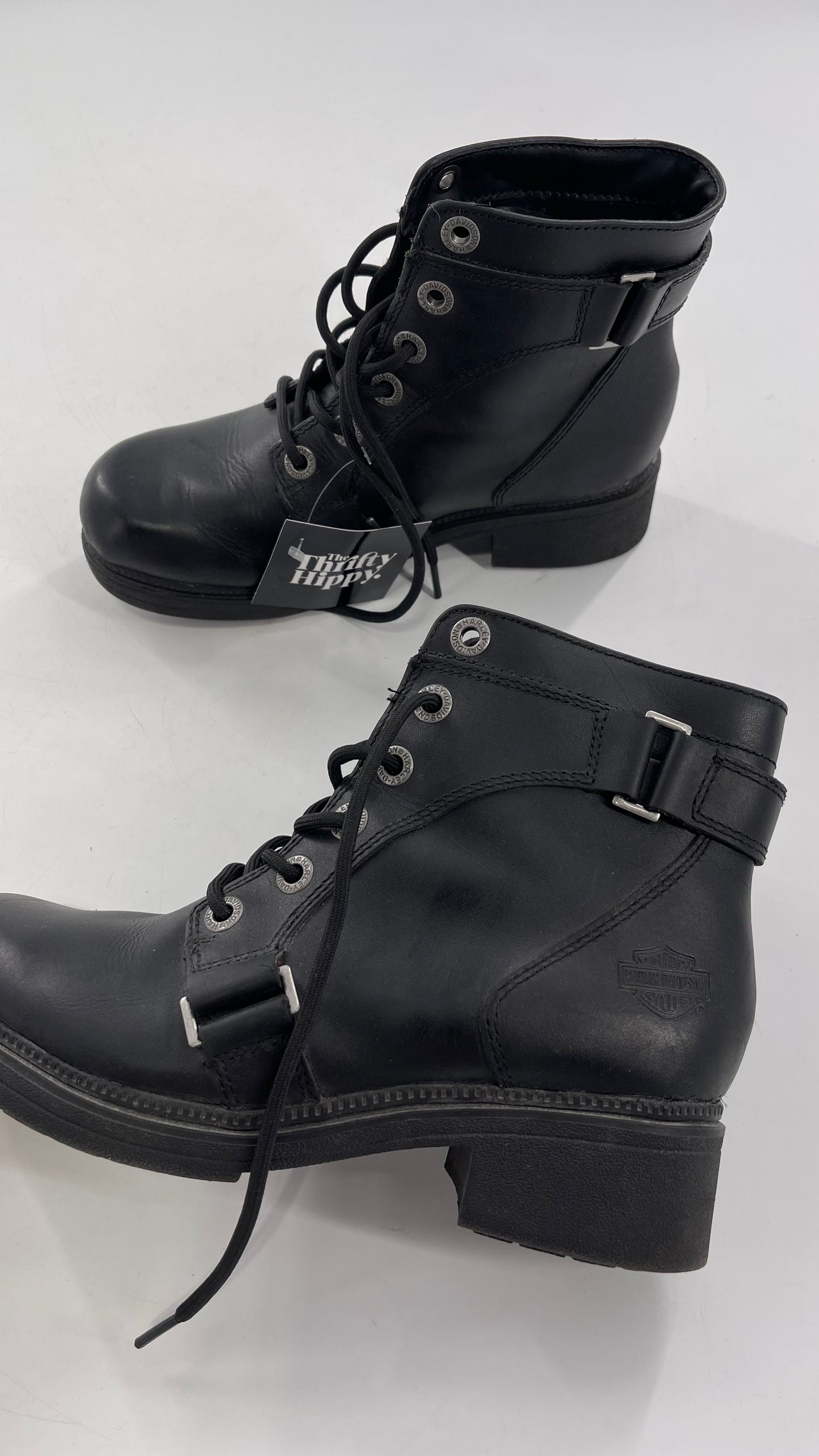 Harley Davidson Black Leather Combat Boots (8.5)