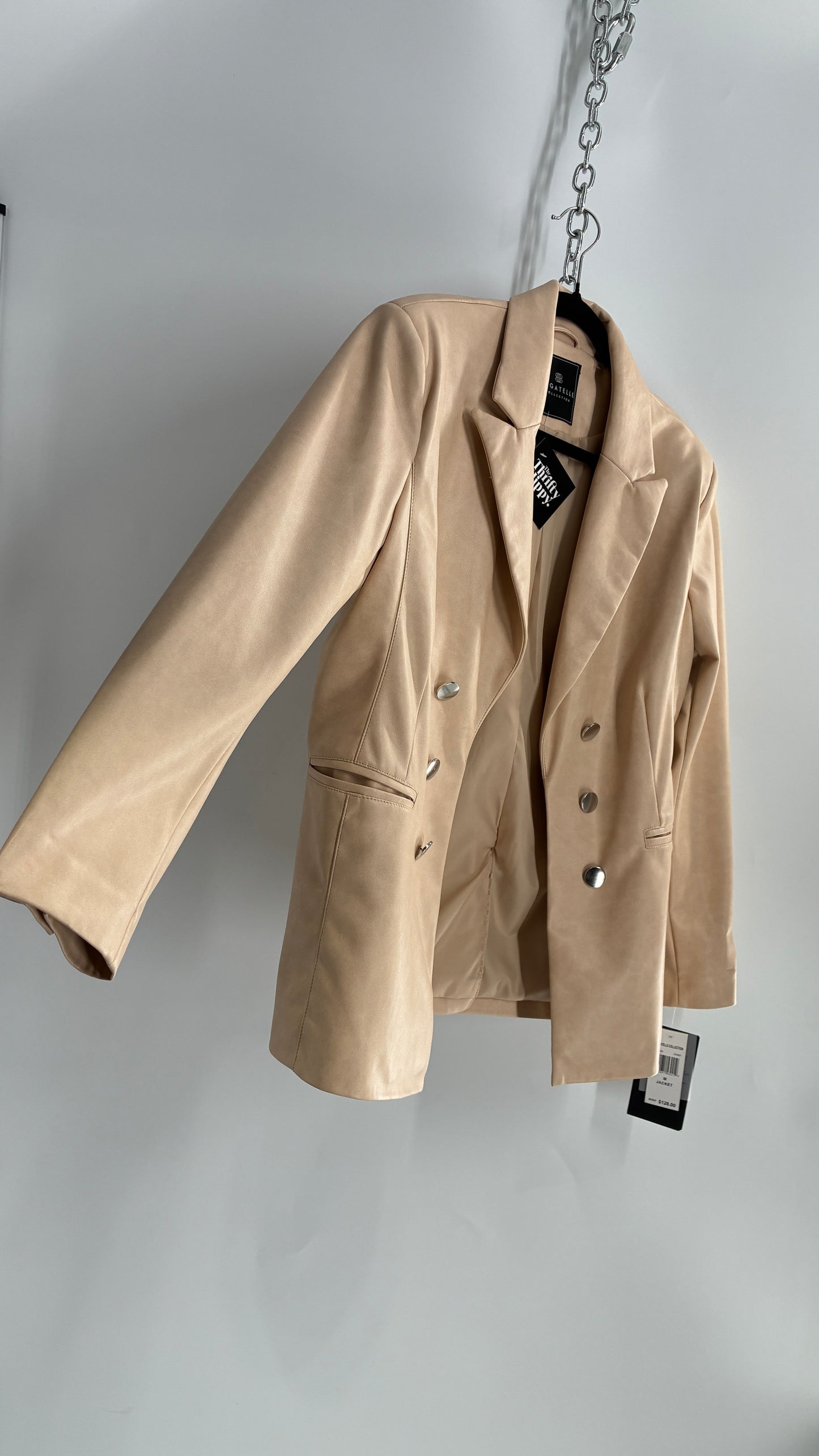 BAGATELLE Vegan Leather Cream Beige Blazer Jacket with Tags Attached (Medium)