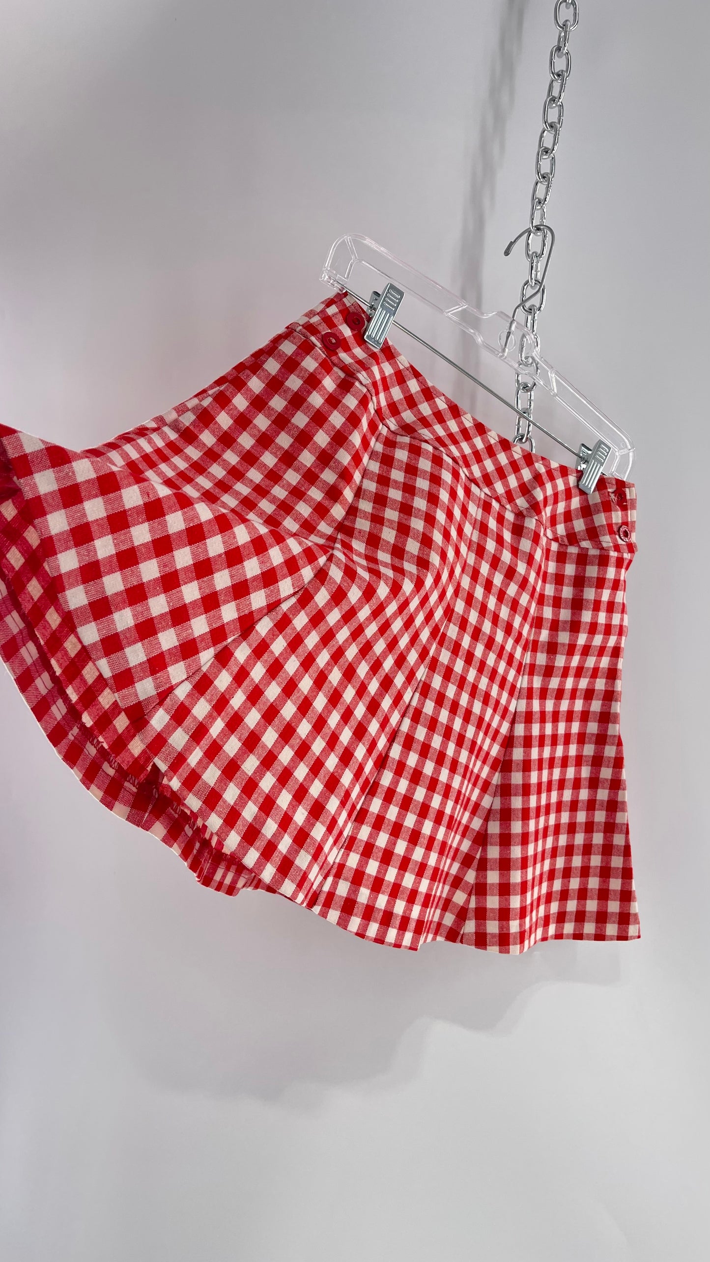 Vintage Bobbie Brook Red and White Picnic Mini Skirt (Large)