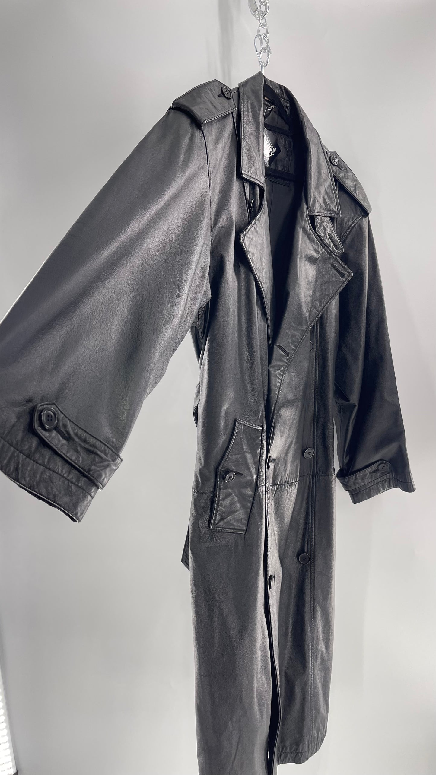 Georgetown Vintage Black Leather Trench Coat (Medium)