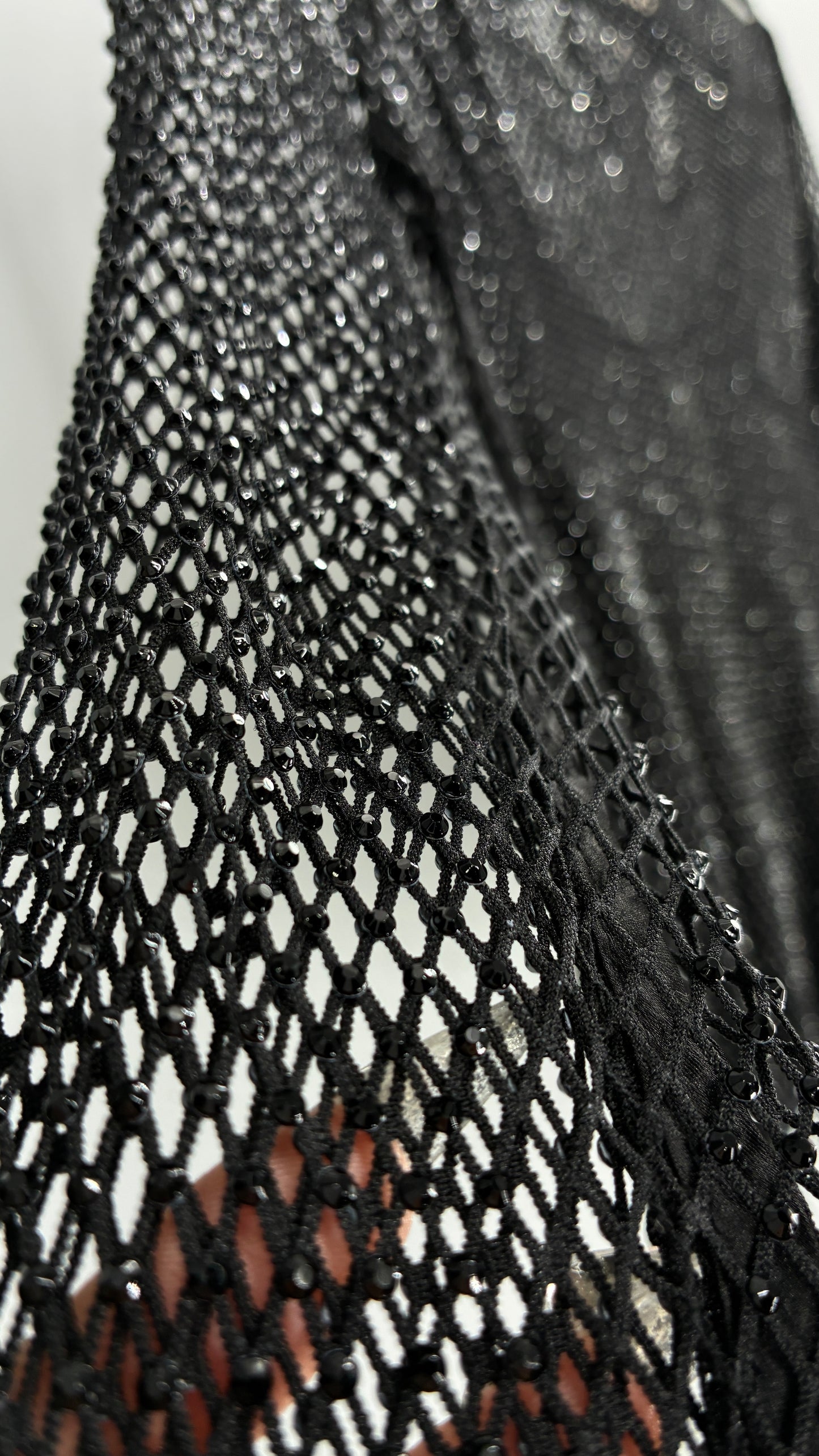 Anthropologie Black Rhinestone Heavy Mesh Long Sleeve with Camisole (Small)