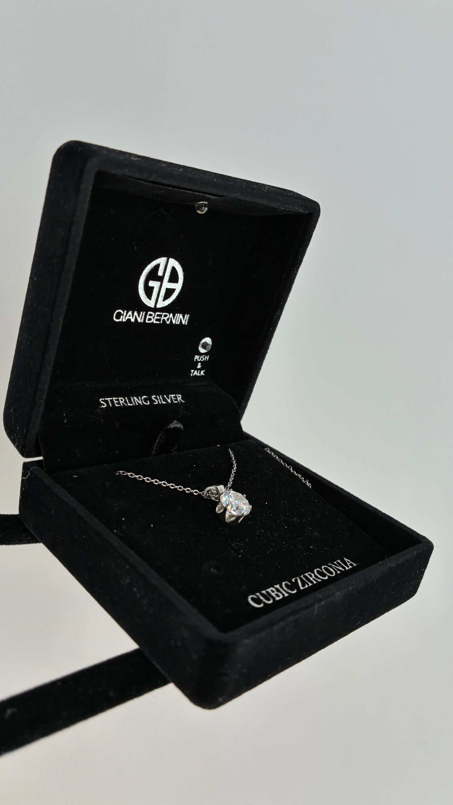 Gianni Bernini Sterling Silver Cubic Zirconia Pendant Necklace in Box