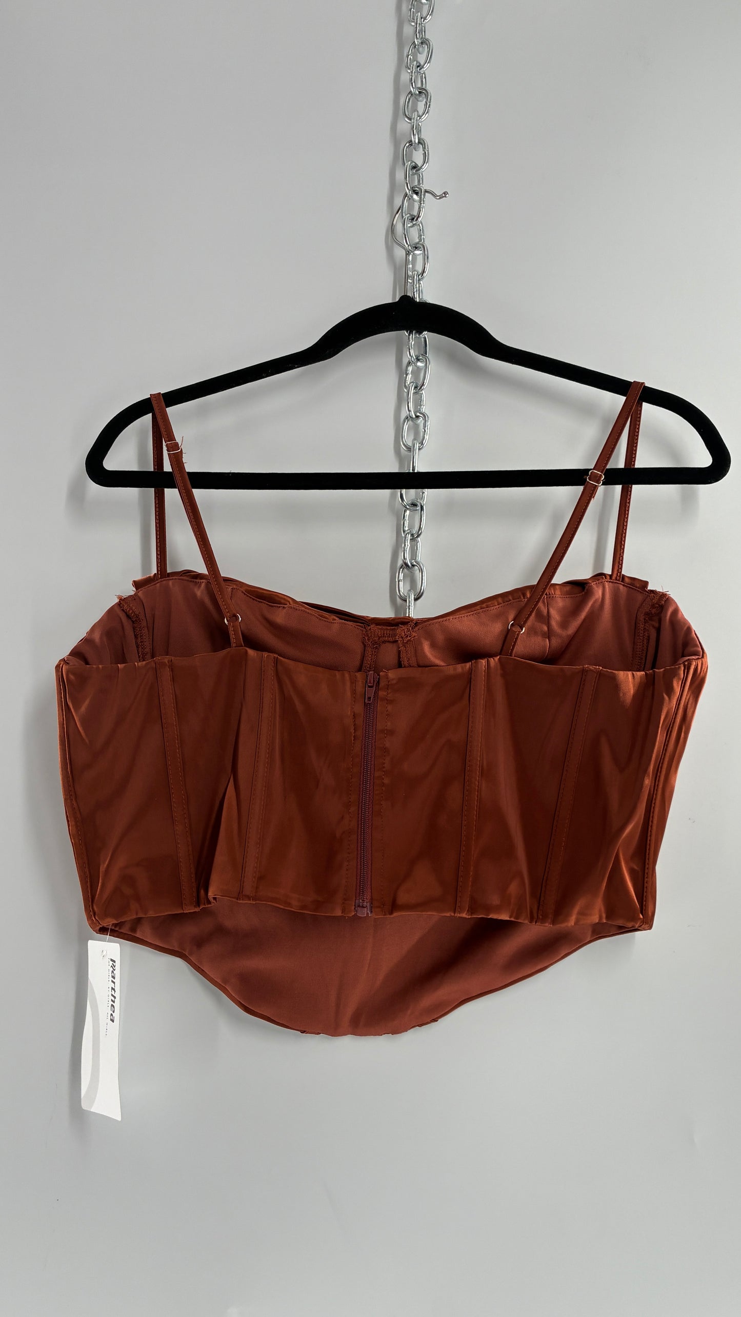 PARTHEA Bronze Corset with Drape Neckline and Tags Attached (XXL)