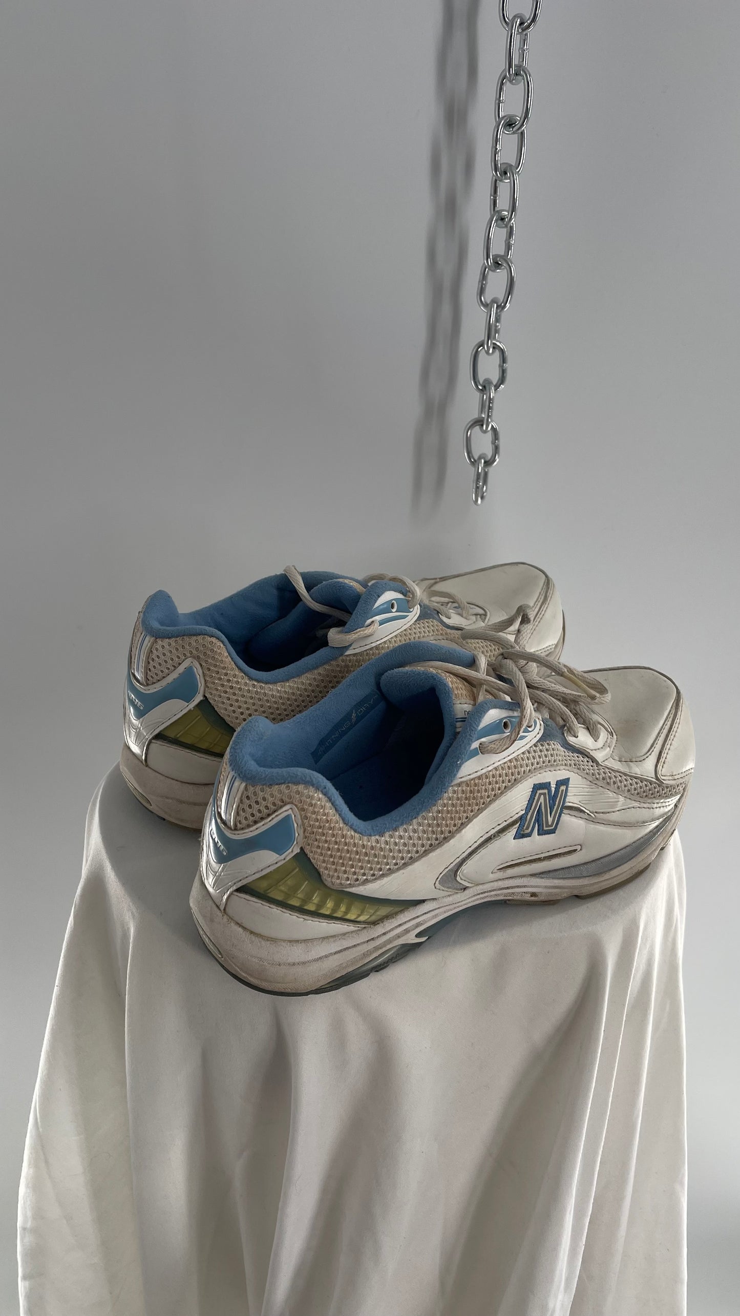 Vintage New Balance Distressed White Sneaker with Baby Blue Details (9)