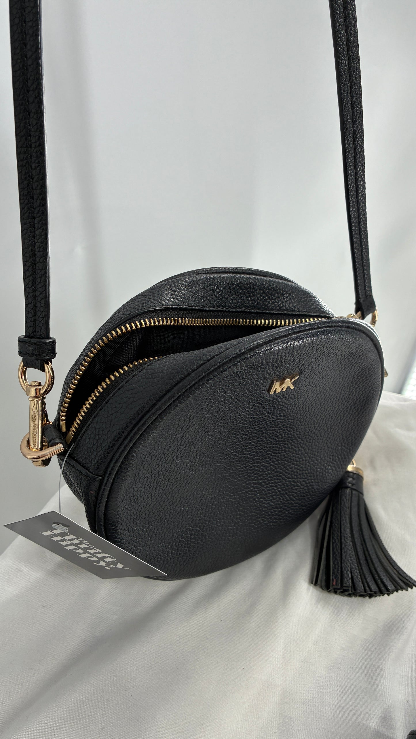 Michael Kors Black Round Crossbody Purse and Matching Wallet