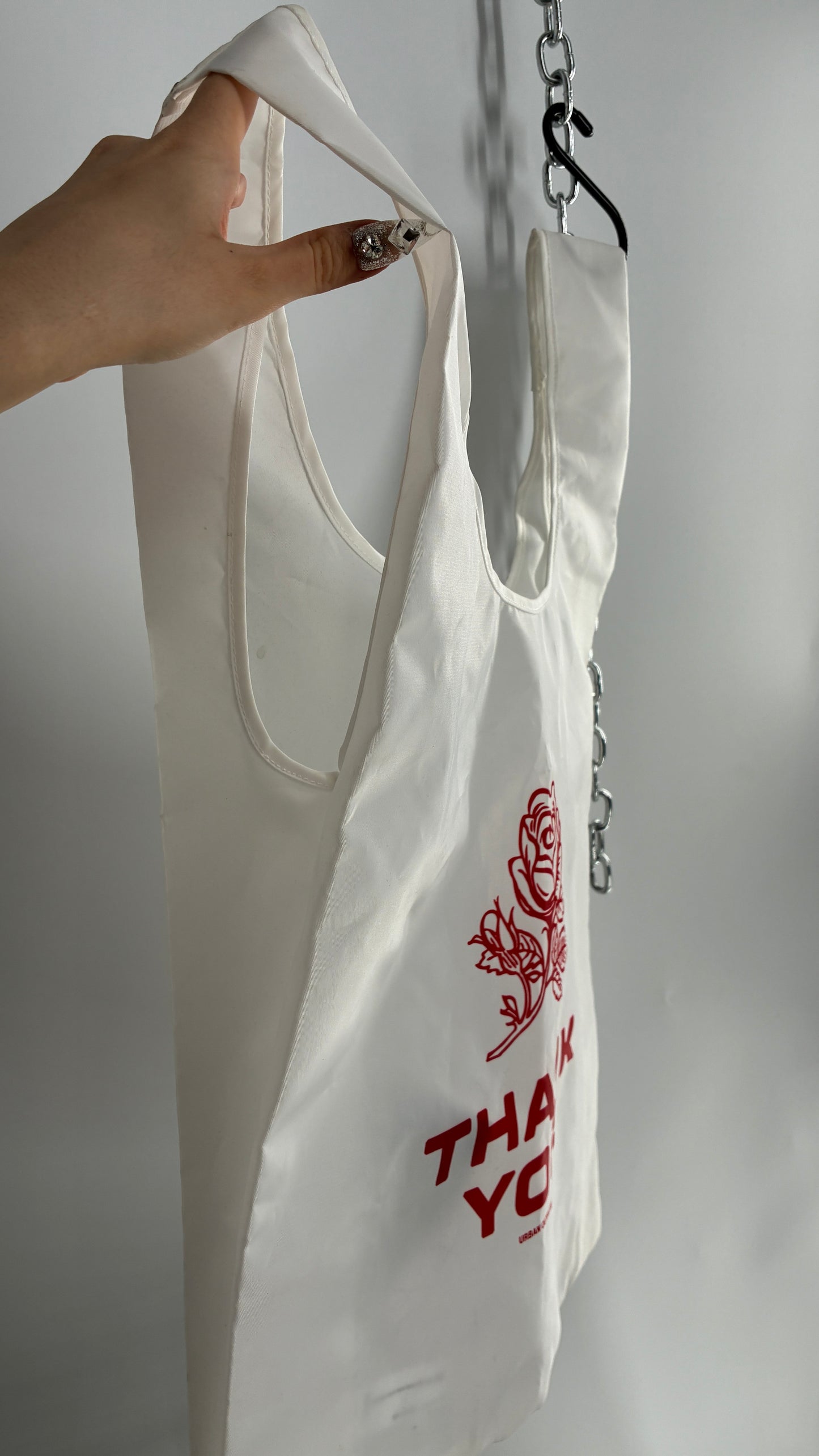 Urban Outfitters White Take Out Thank You Reusable Tote Bag with Tags Attached