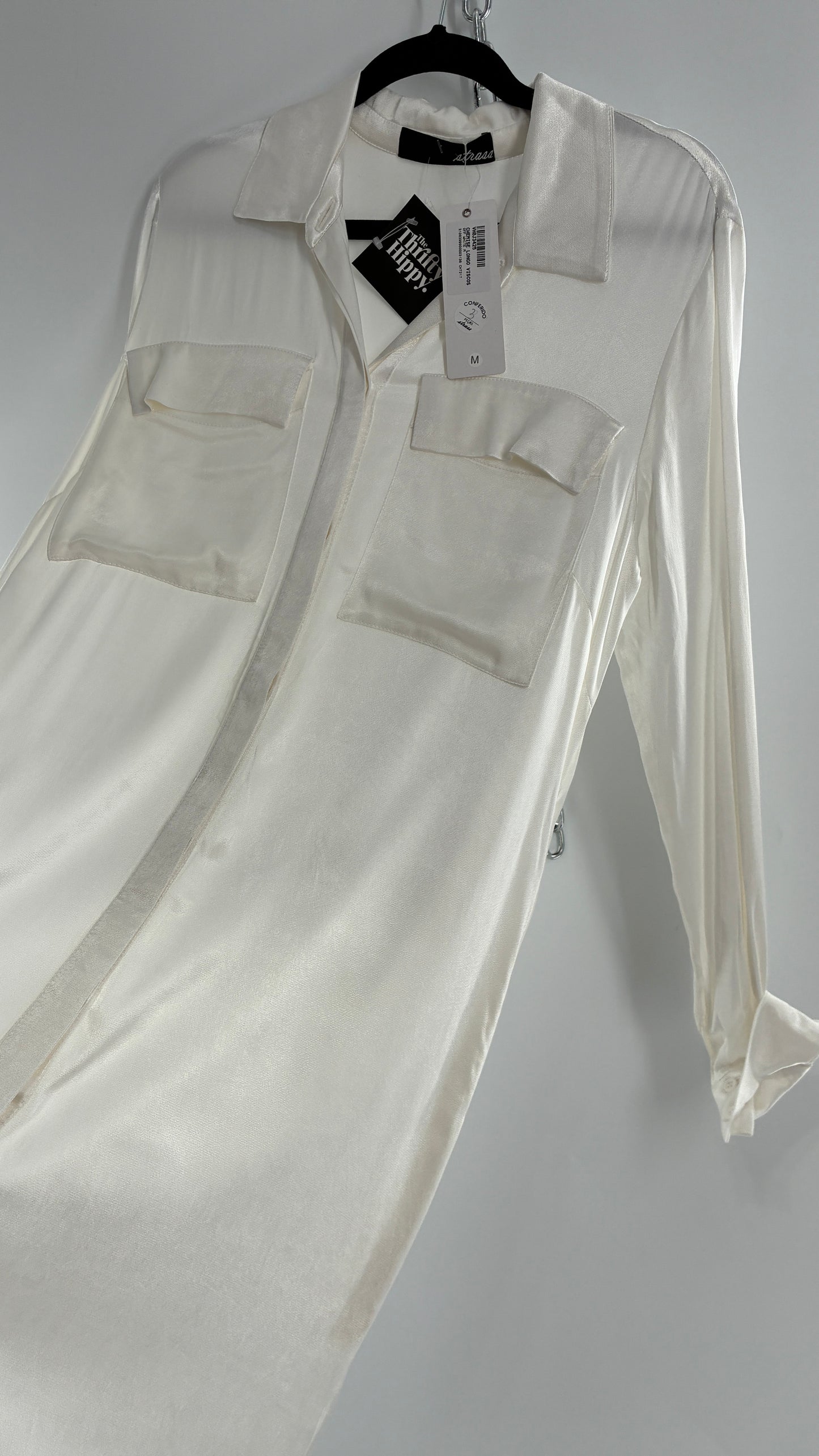 ST. BRAND BY STRASS White Button Up Style Dress with Tags Attached (Medium)