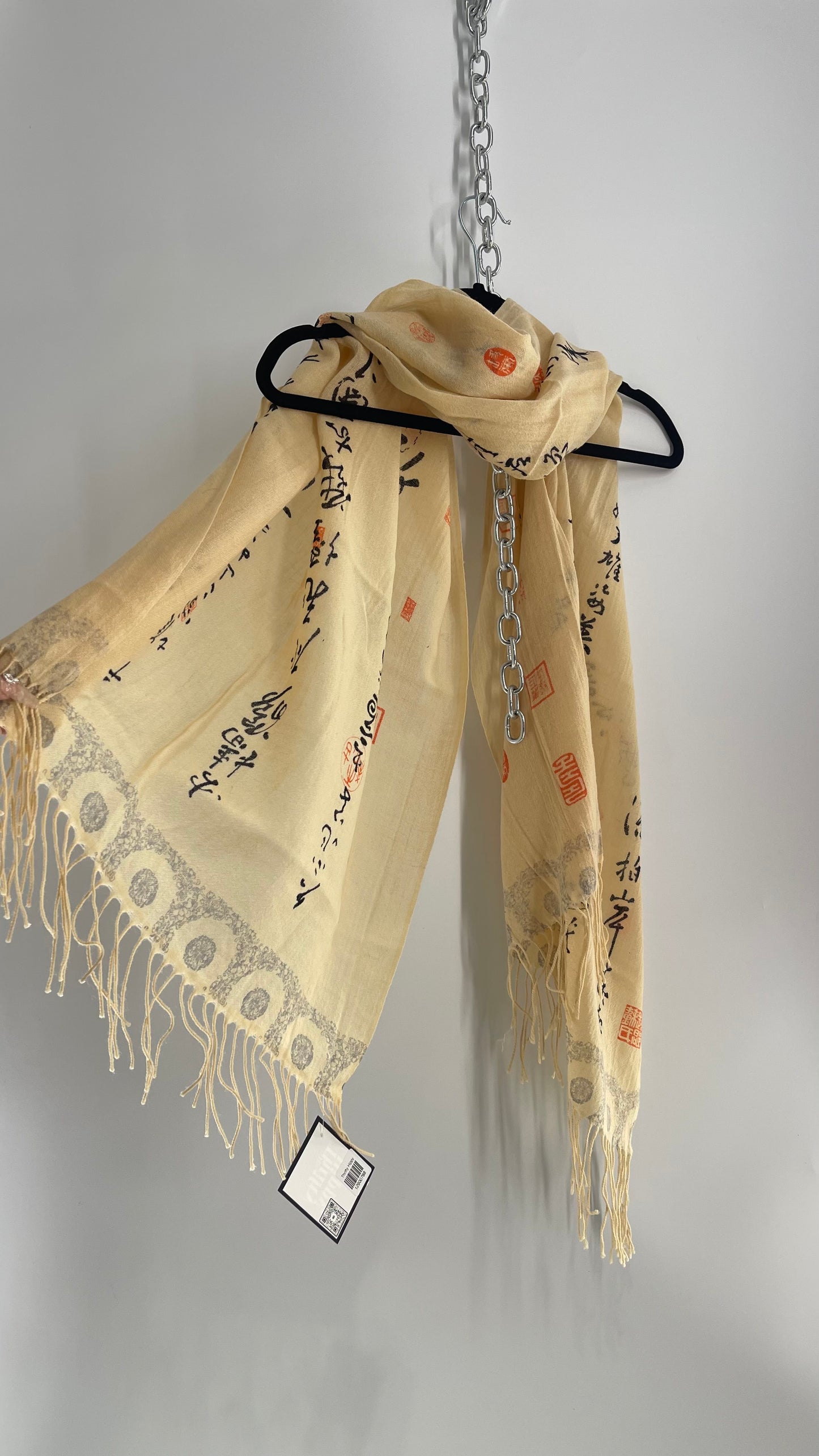Vintage Japanese Tassel Scarf