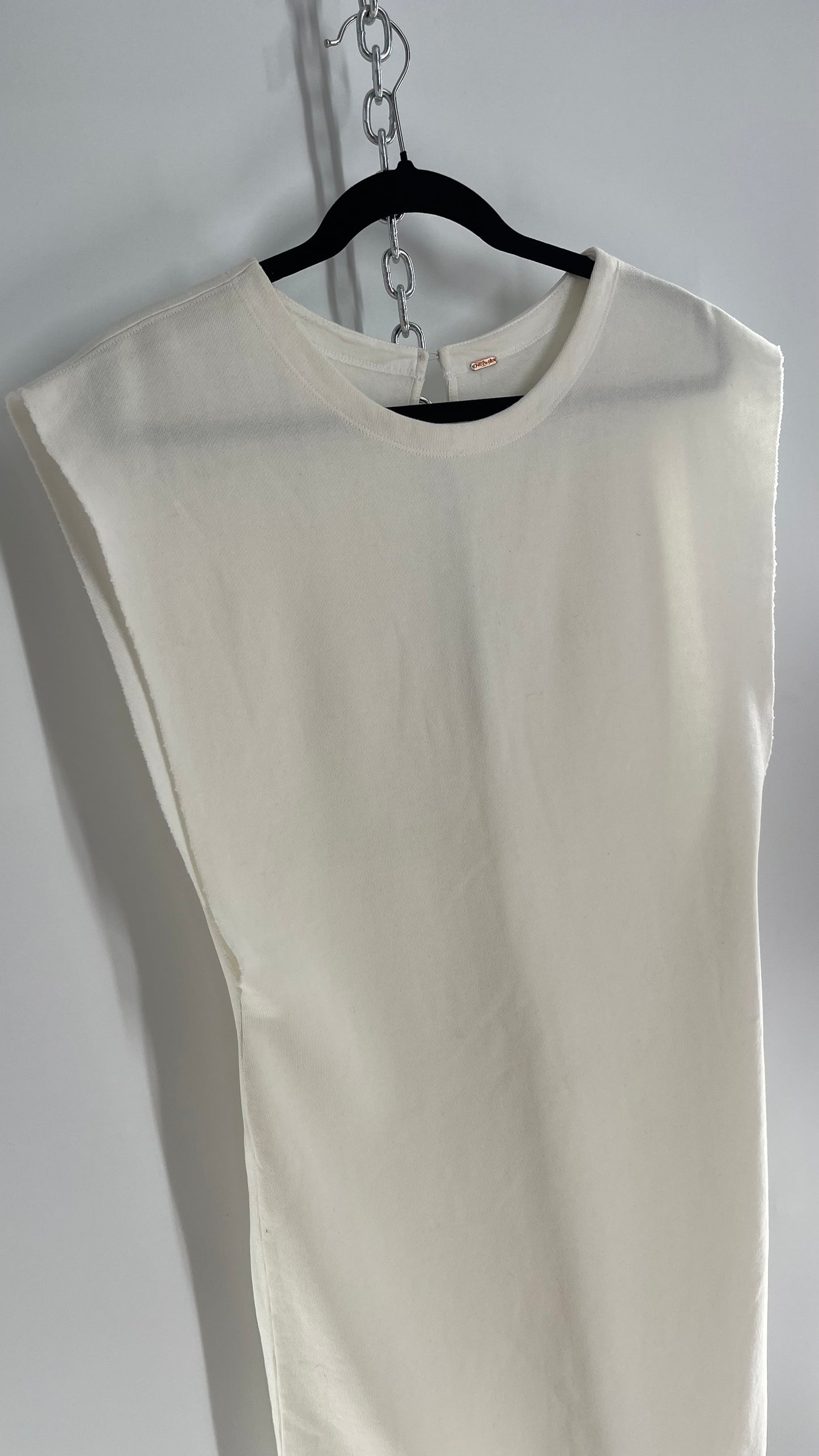 Free People White Sleeveless Jersey Mini Dress (Medium)