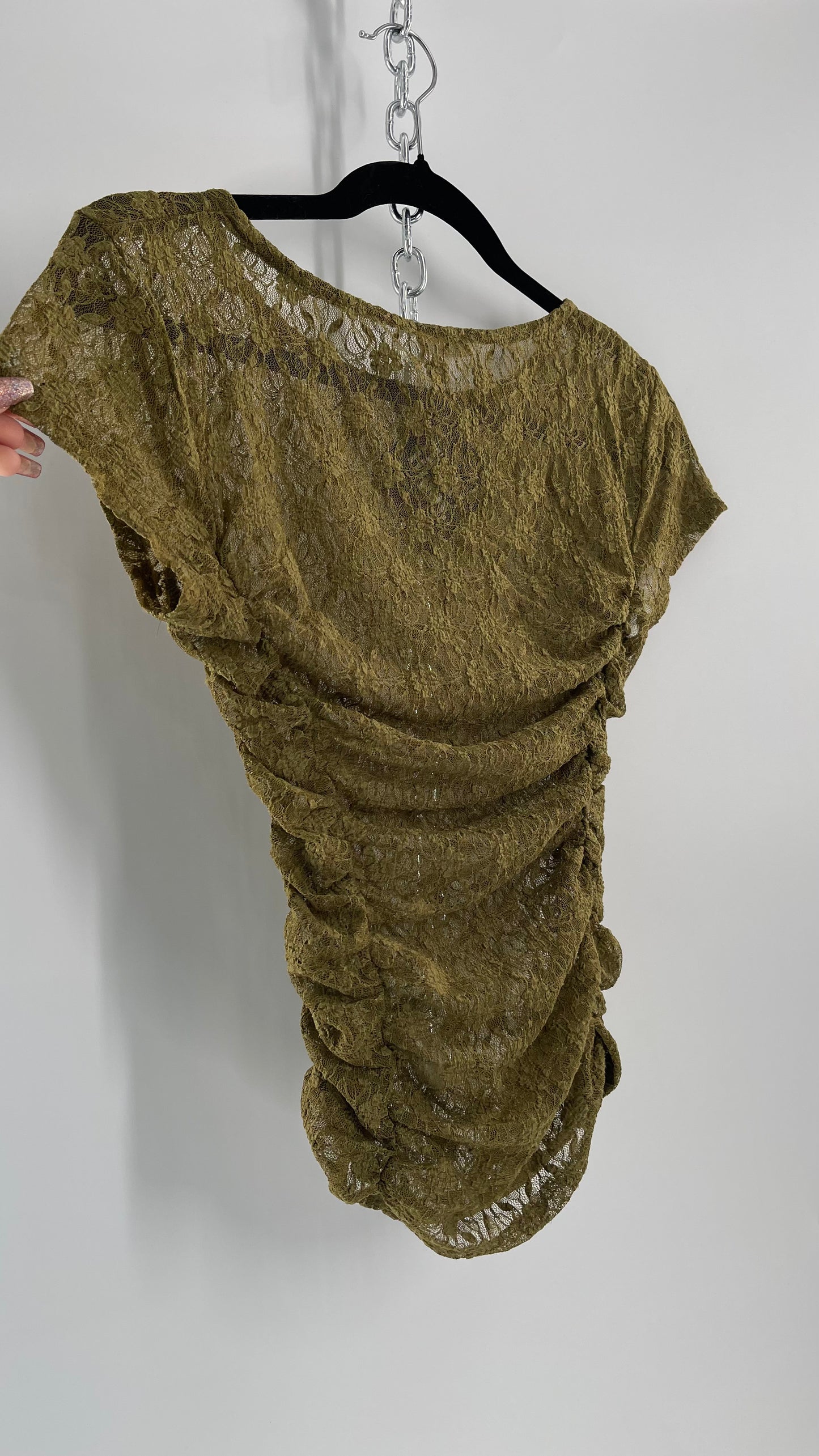 Intimately Free People Army Green Lace Ruche Side T (XS)