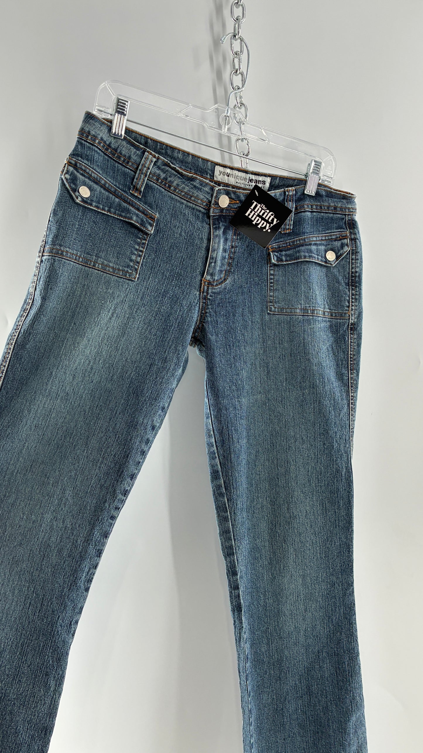 Vintage YOUNIQUE JEANS Low Rise Pocket Side Kicklfares (9)