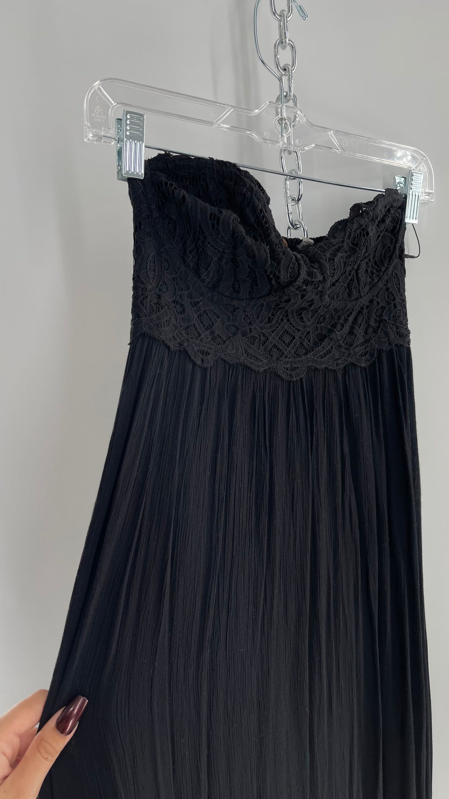 Free People Adella Black Full Length Maxi Dress (Small)