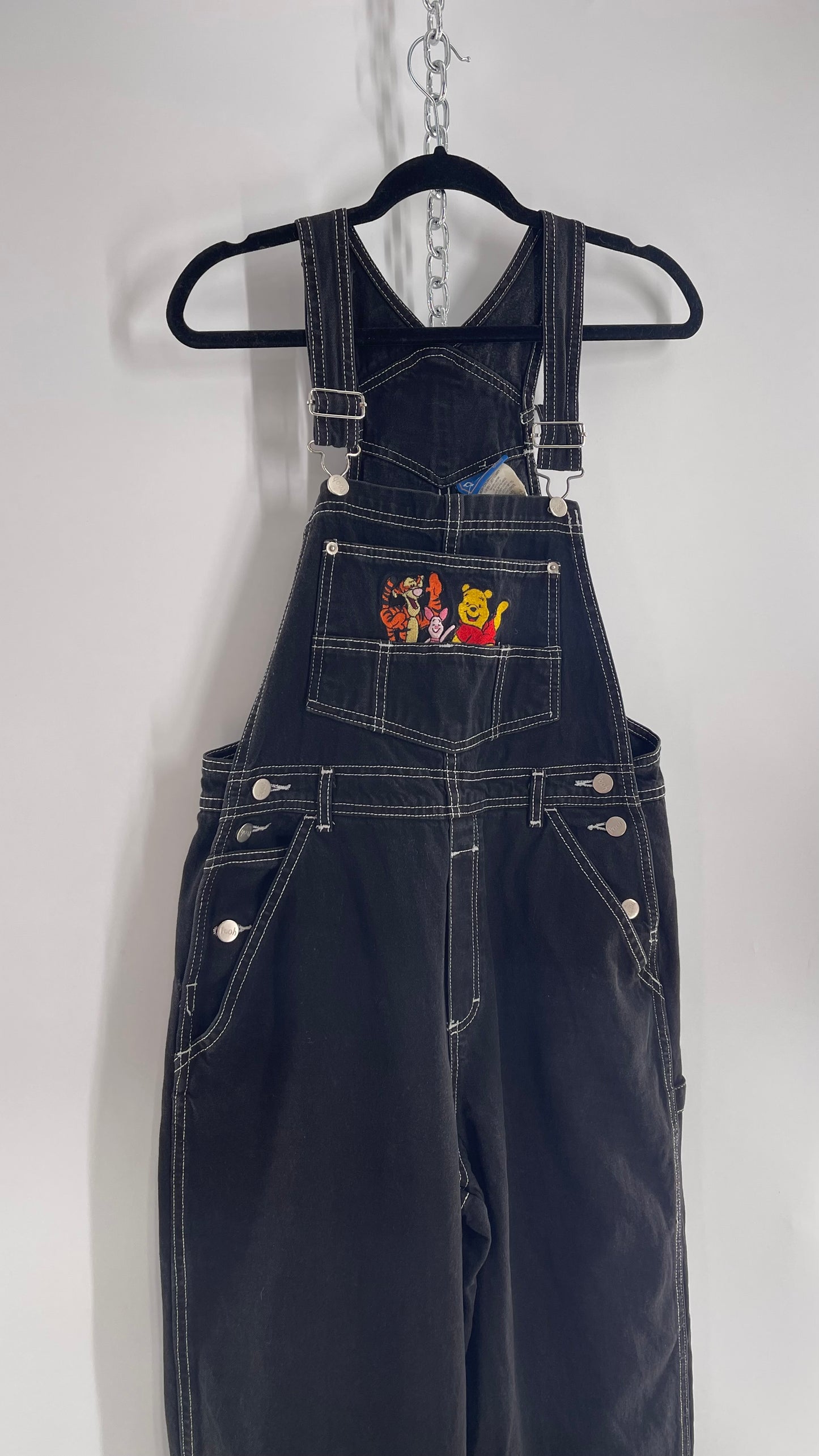 Vintage 80s Nostalgic Disney POOH Denim Embroidered Overall Jumpsuit (Medium)