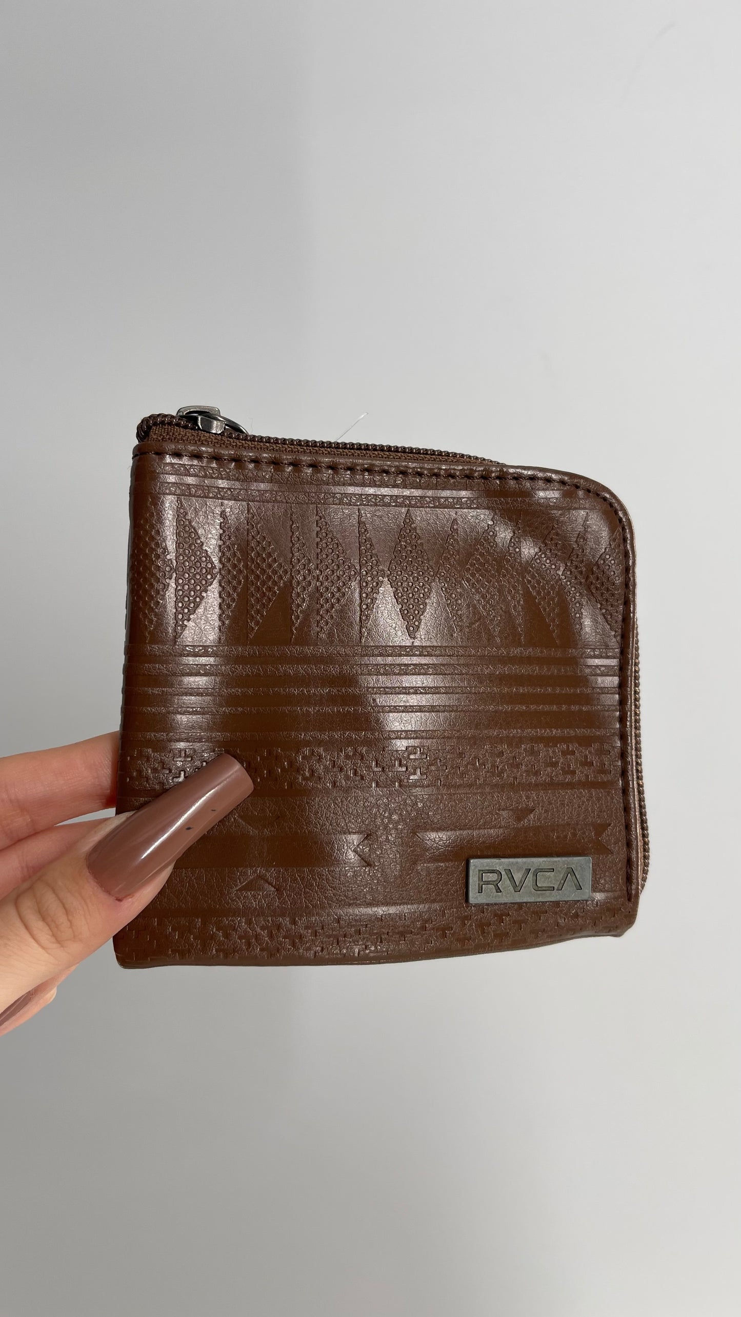 RVCA Vegan Brown Leather Embossed Wallet