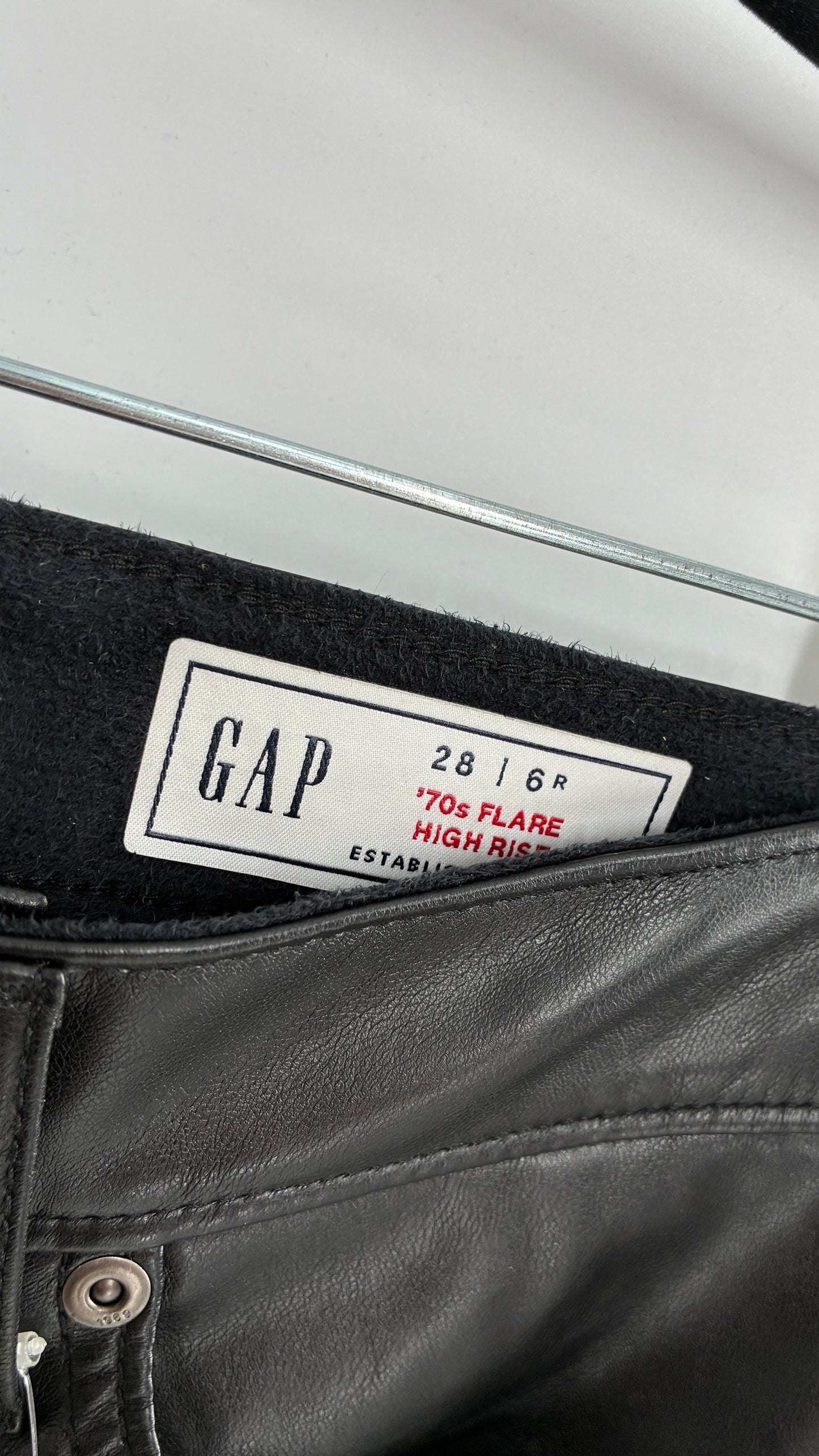 GAP Black Vegan Leather Flared Pants with Tags Attached (28/6R)