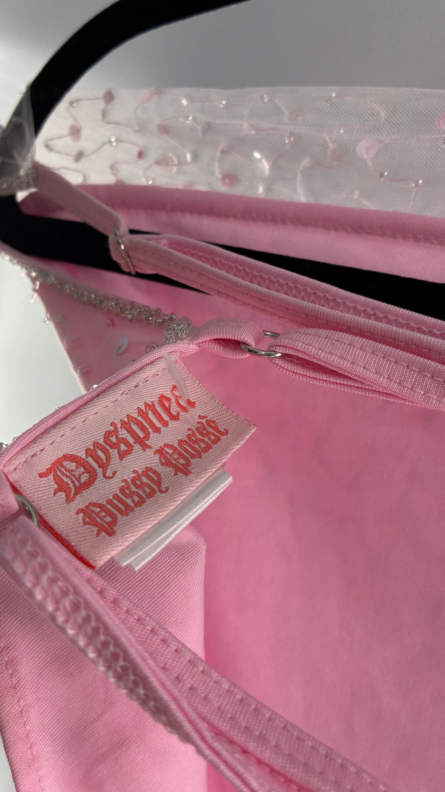 Vintage DYSPNEA PUSSY POSSÈ Pink Beaded Pointed Hem Top with Strappy Back (4)