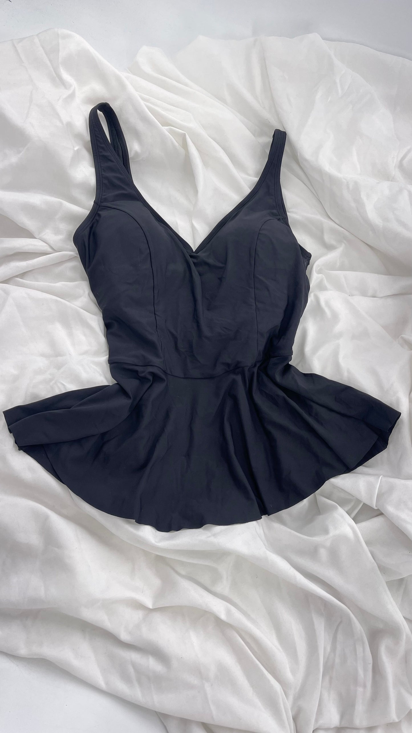 Anthropologie ALIHOP Black Peplum Swim Top with Built In Bra (Medium)