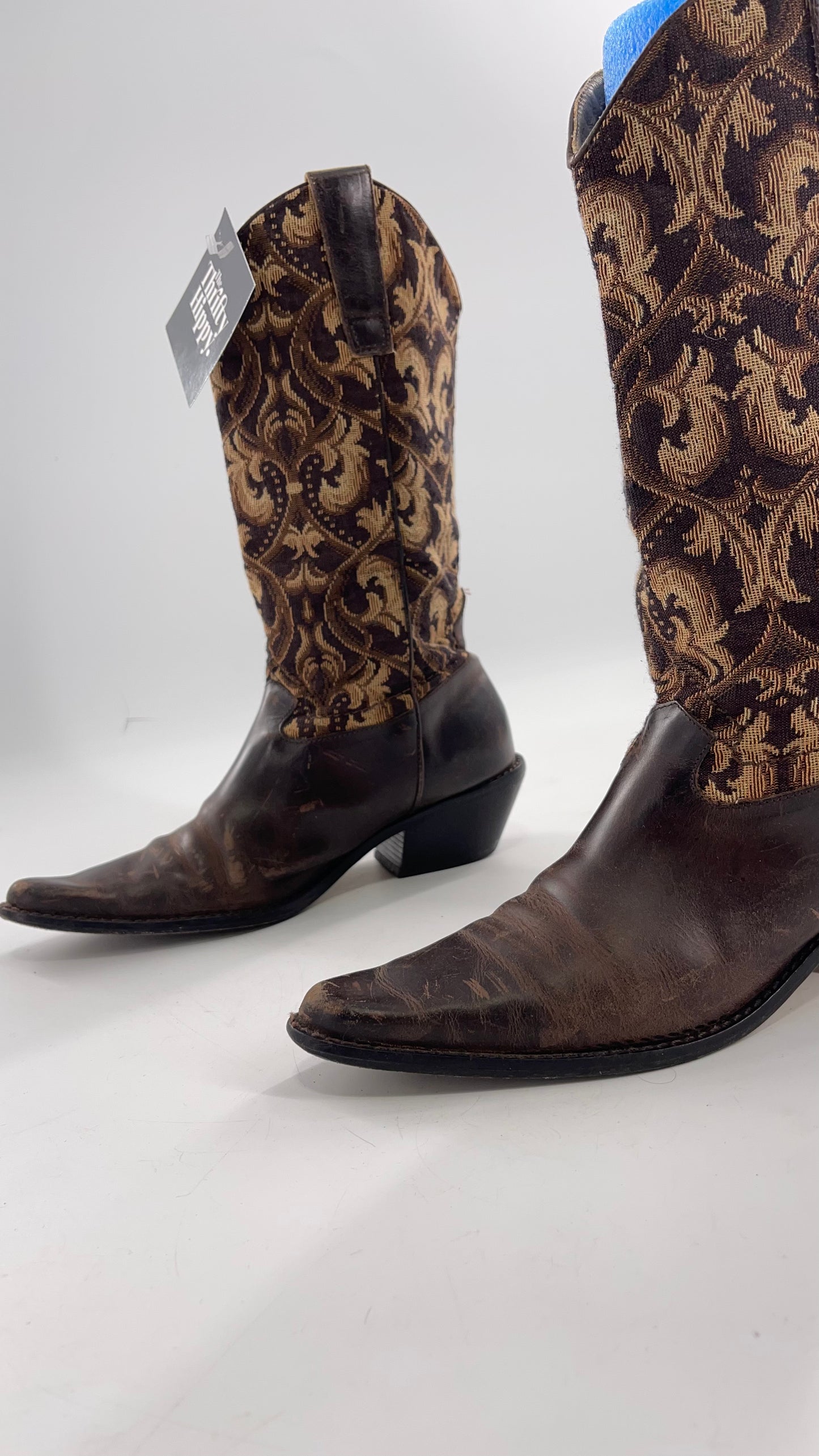 Vintage Matisse Brown Leather Tapestry Cowboy Boot (8.5)
