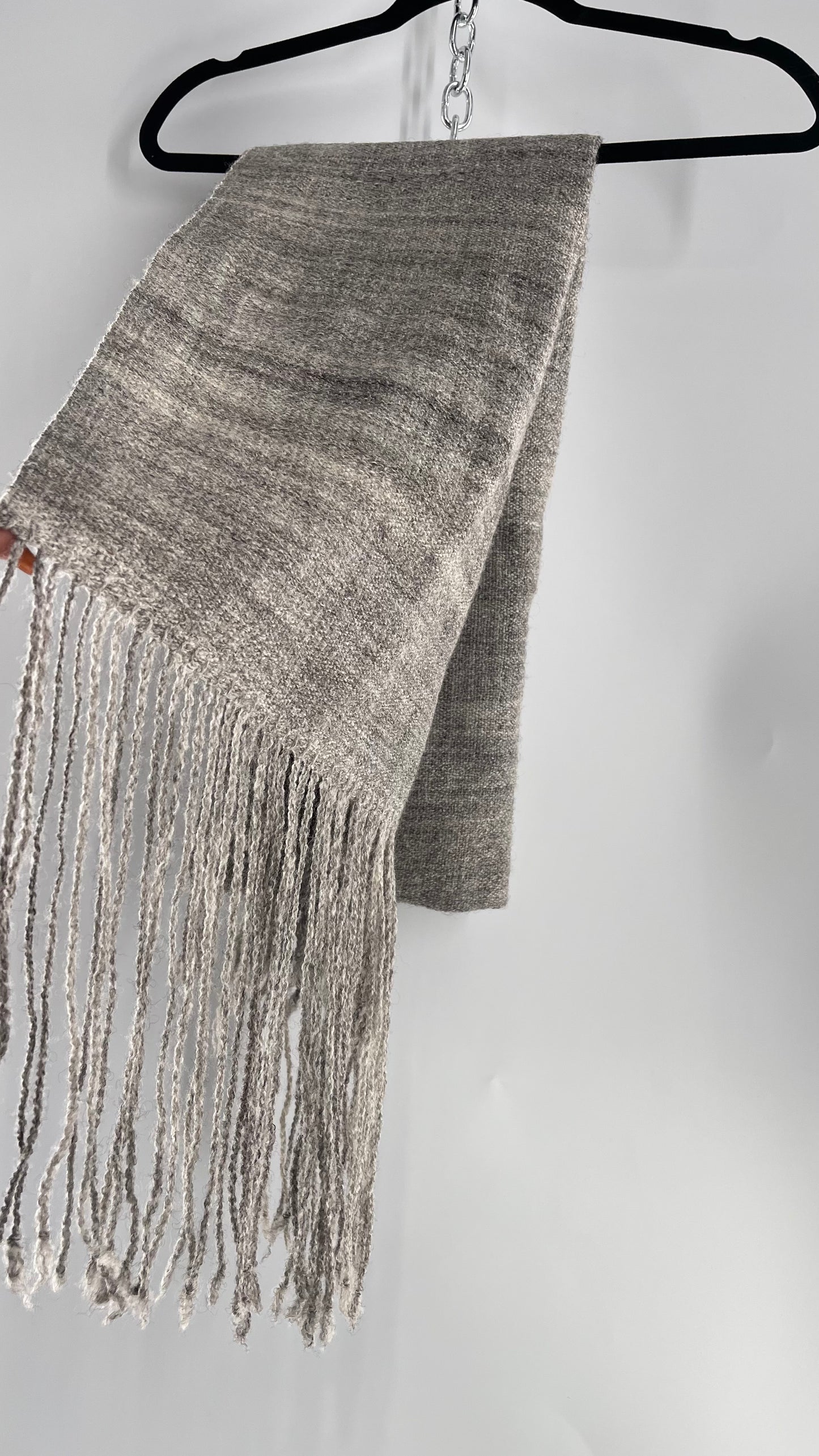JuSt Shetland Handspun + Handwoven Shetland Yarn Julia Downing Nordus, Scousburgh Grey Woven Scarf