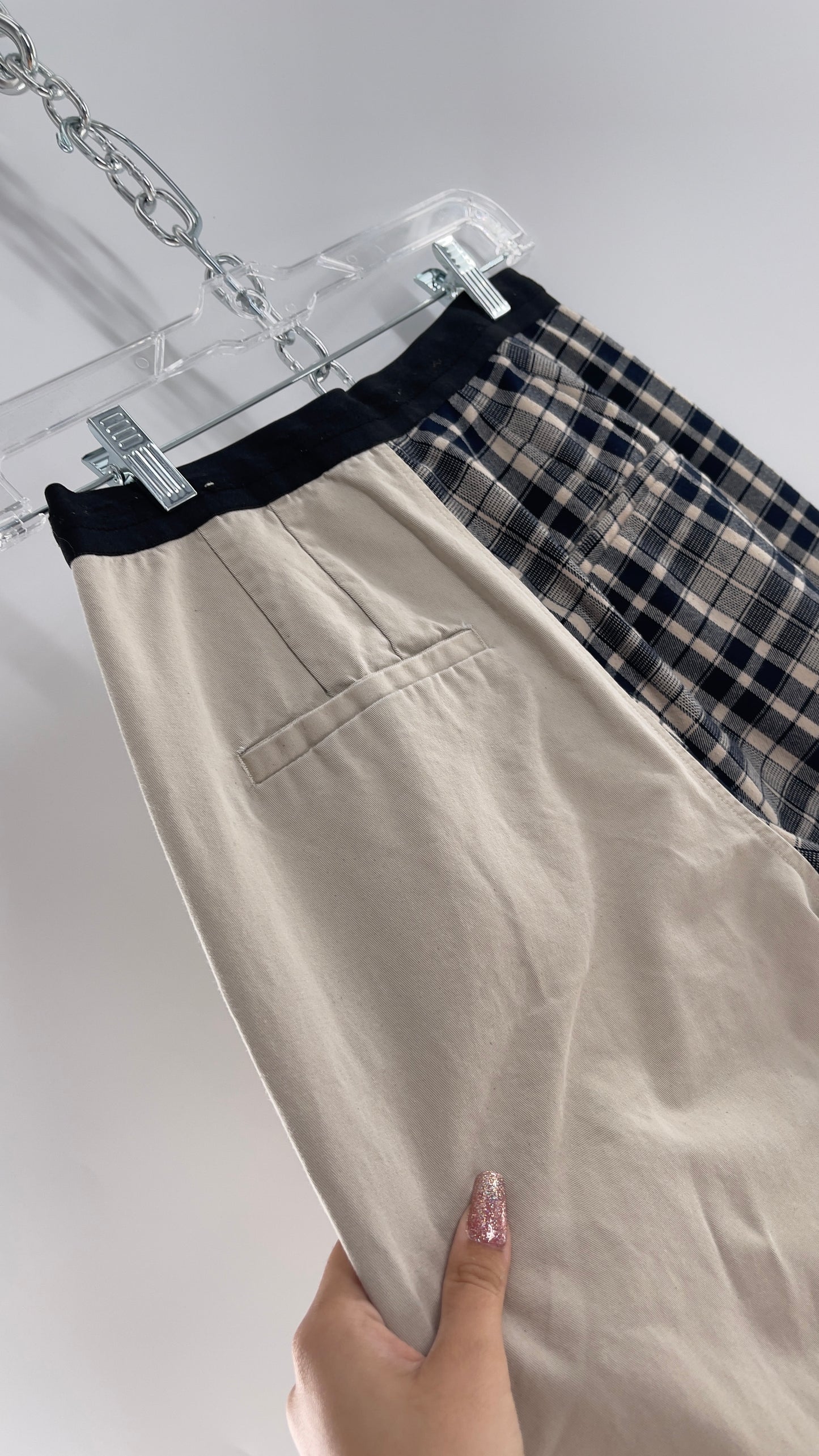 Blue Revival Coffee Break Plaid Khaki Combo Reworked Trouser (25)