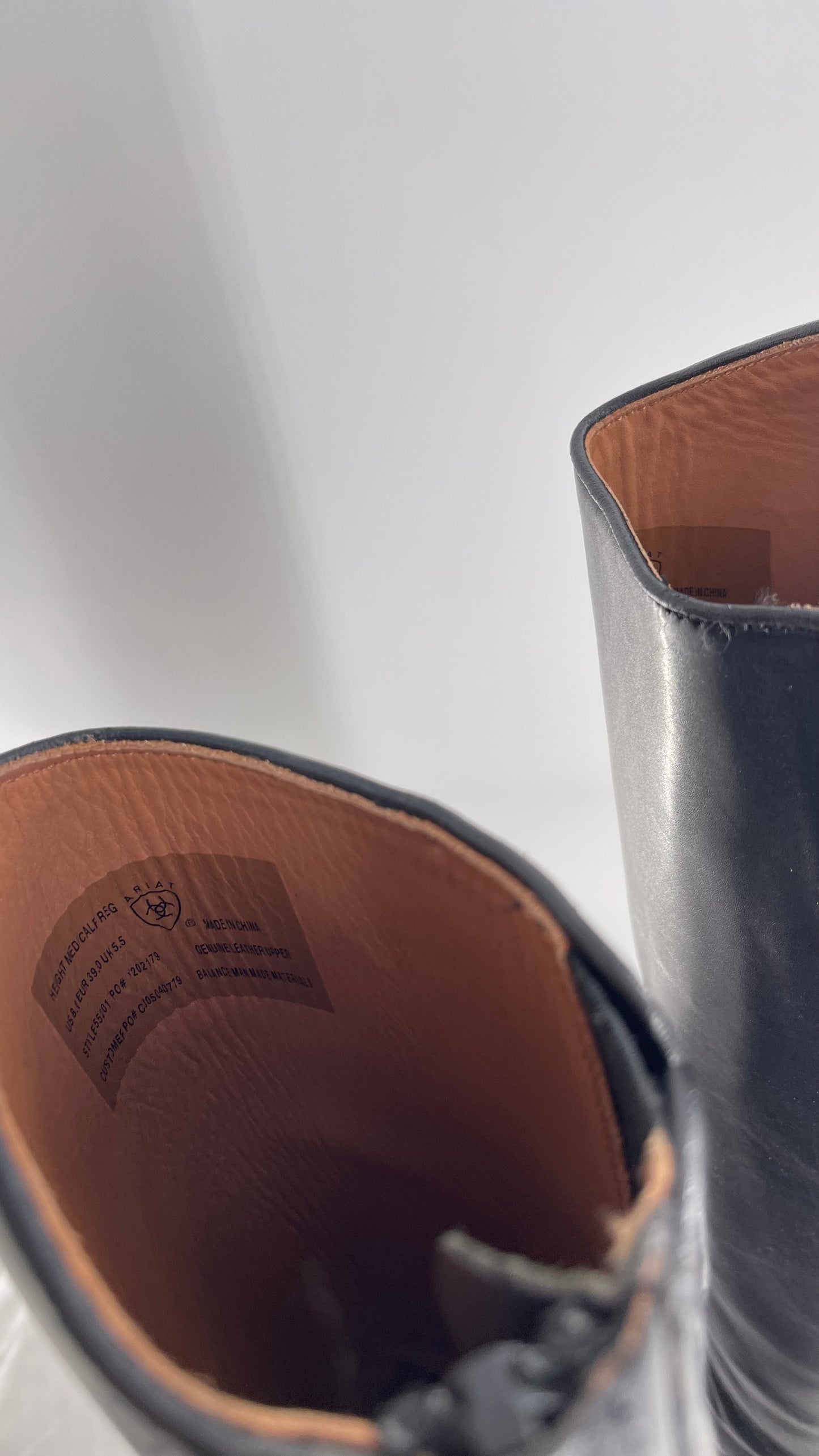 ARIAT Heritage Contour || Black Leather Field Zip Knee High Riding Tall Boots (8)