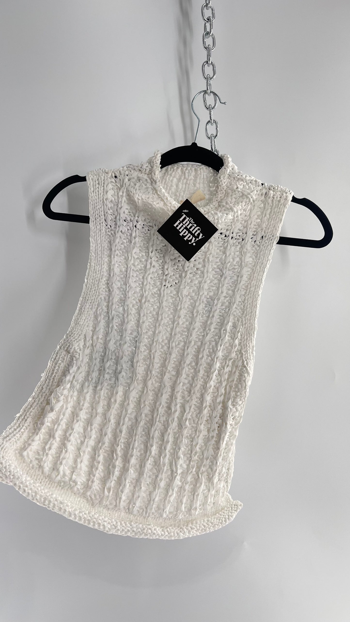 Anthropologie Moth Crochet Open Knit Mock Neck Tank (XS)