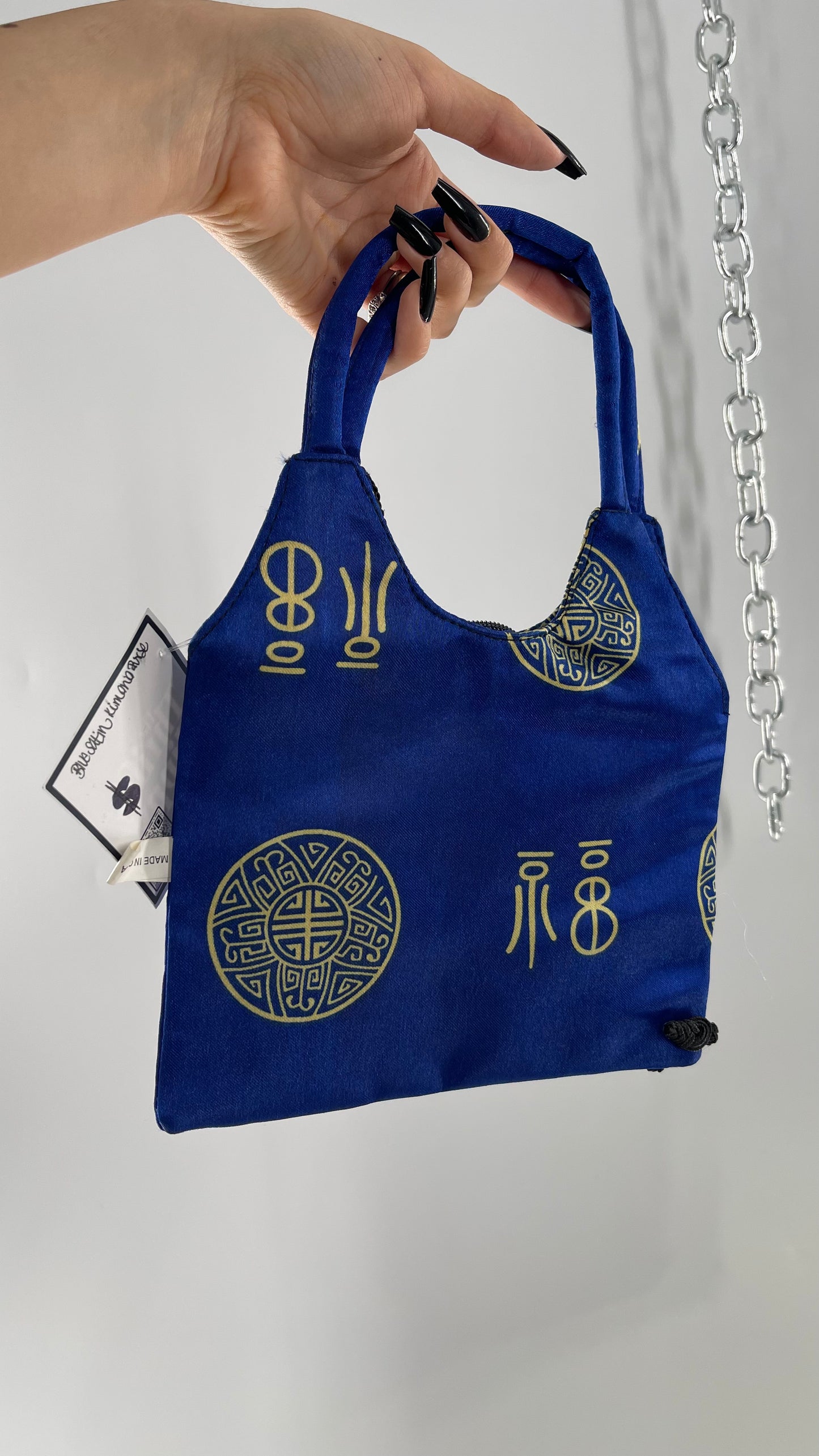 Royal Blue Satin Kimono Mini Purse