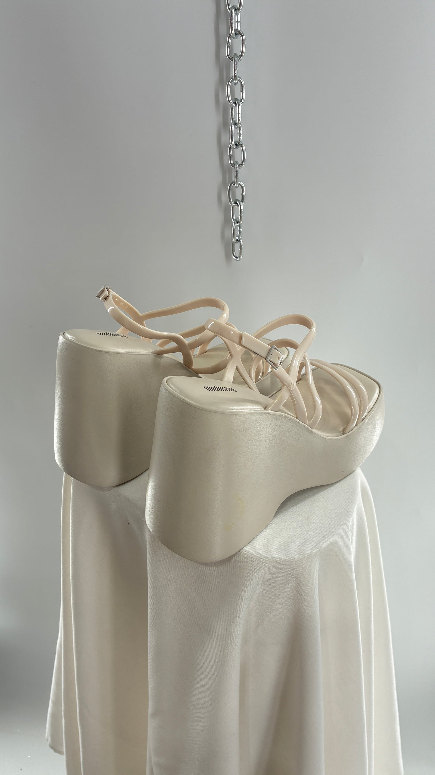 MELISSA Jelly Jessie Beige Chunky Wedge Platform Sandal (10)