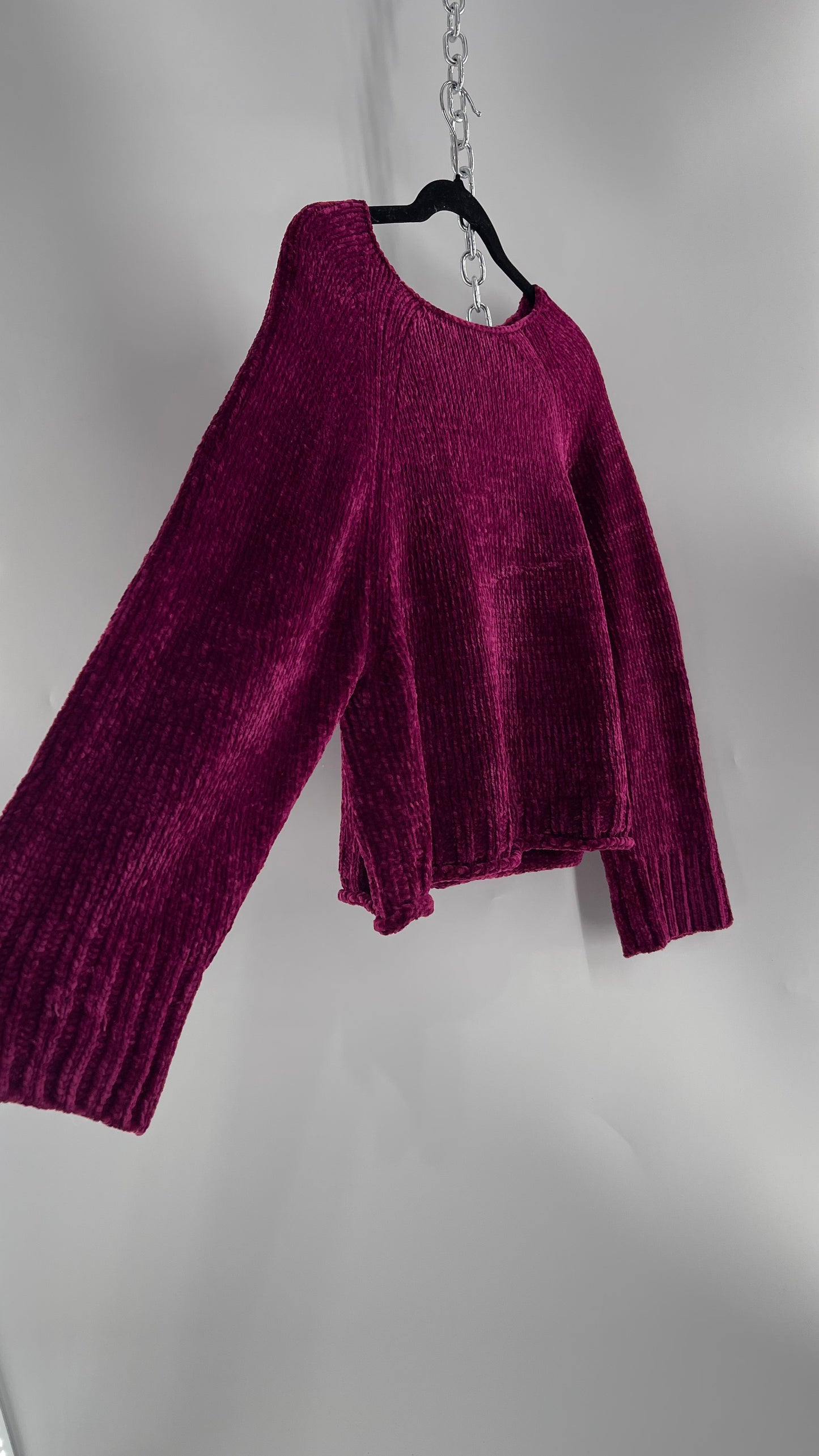 Anthropologie MOTH Fuchsia Purple Chenille Sweater (XS)